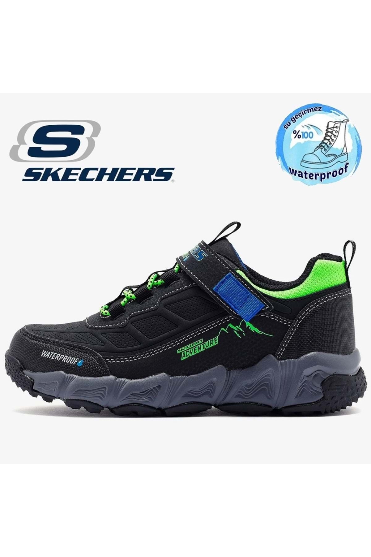 اسکچرز کفش ورزشی ارتوپدی کودکان Velocitrek H2o Ranger 406448L مشکی، ضد آب، لاستیکی