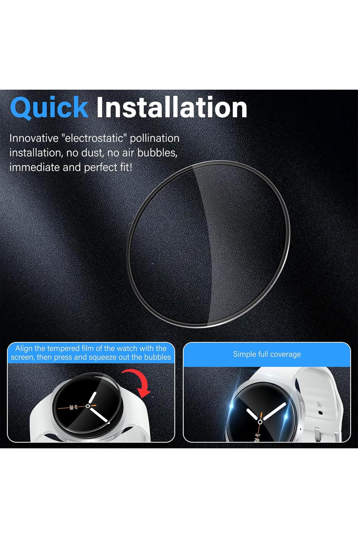 Samsung Galaxy Watch 8 40mm Uyumlu 3 Adet Ekran Koruyucu Darbelere Çizilmelere Karşı Üstün Koruma
