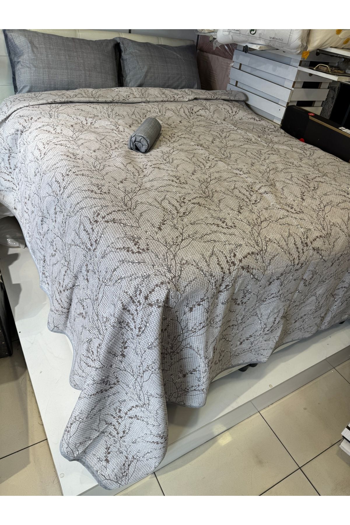 ŞENER HOME-Sprout Patterned Sheet Elastic Double Pique Set 3