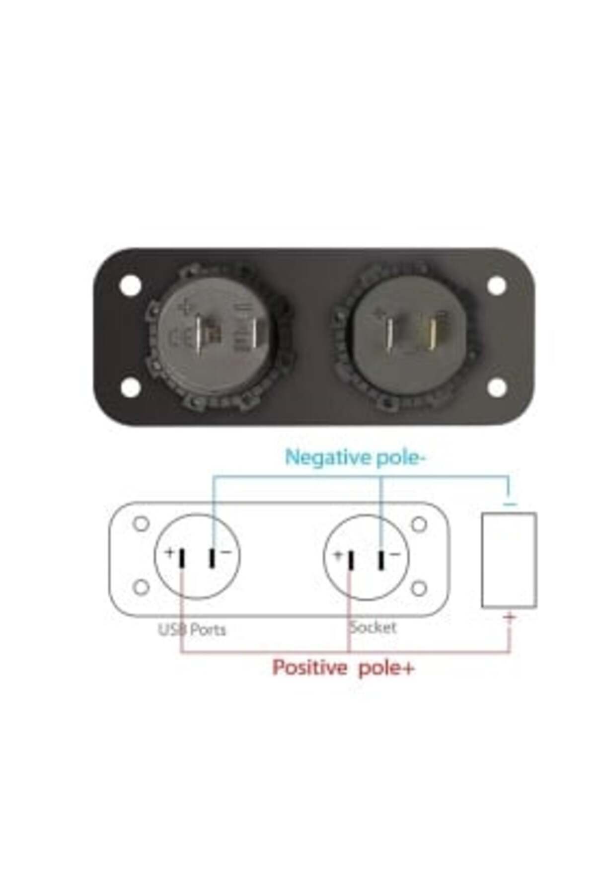 DELUXETUNING-Universal dashboard mount panel with 2 USB chargers and 12V cigarette lighter socket 6