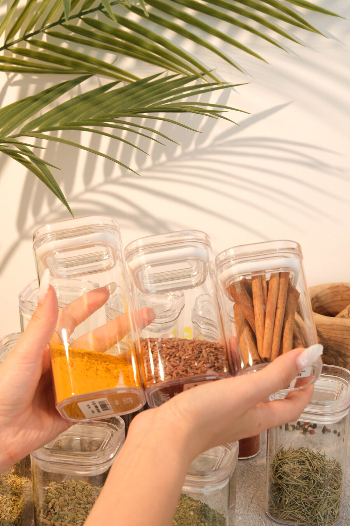 AYEM HOME-Set of 12 Vacuum Covered Spice Jars - 4*200ml, 4*250ml, 4*200ml - Storage Container with Label Gift 8