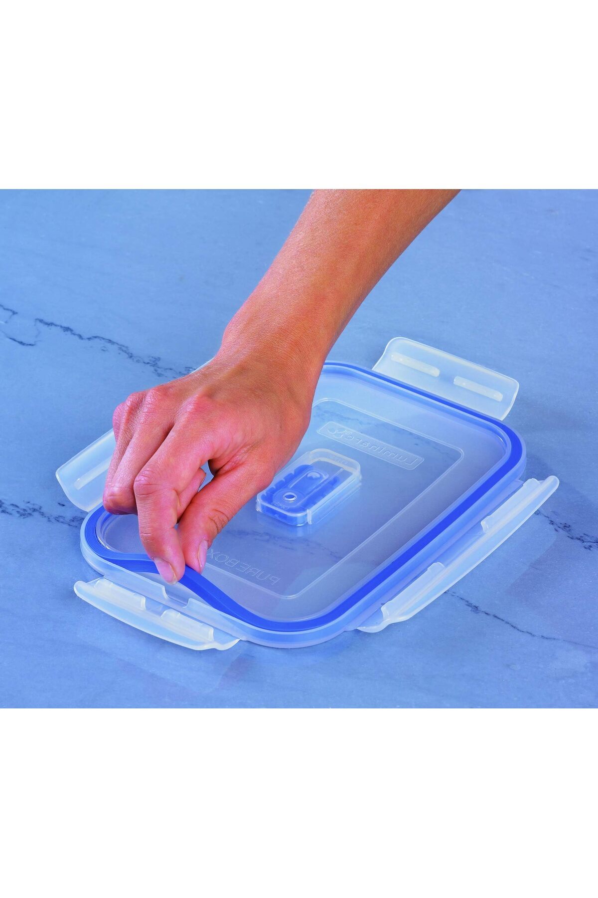 erorex-Pure Box Storage Container Rectangular 1970Ml Luminarc Glass, Transparent, Blue, 15"X 22 X 7.2 Cm 3