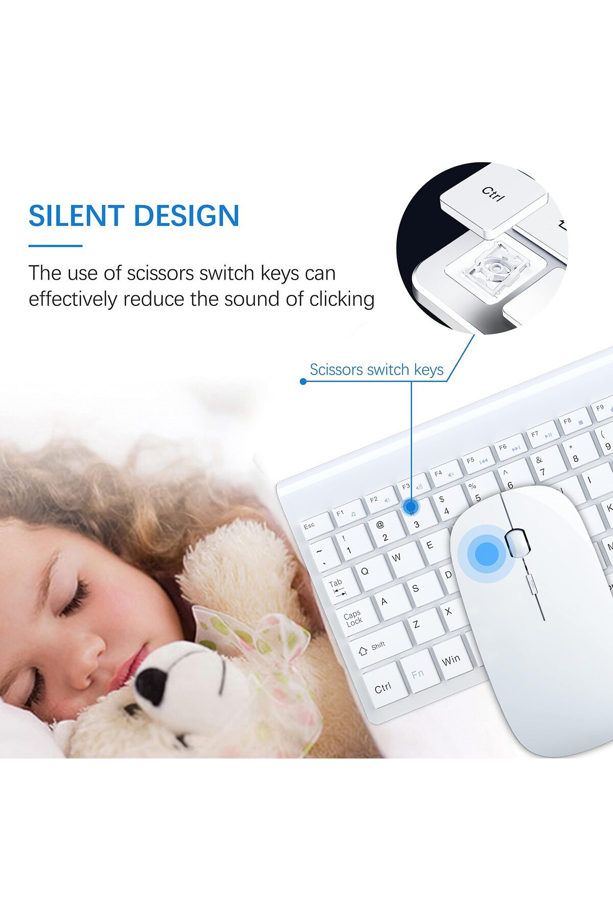 erorex-Wireless Keyboard Mouse Ultra Slim Combo 2.4G Silent Compact Usb Mouse Scissor Switch Keyboard Set 2