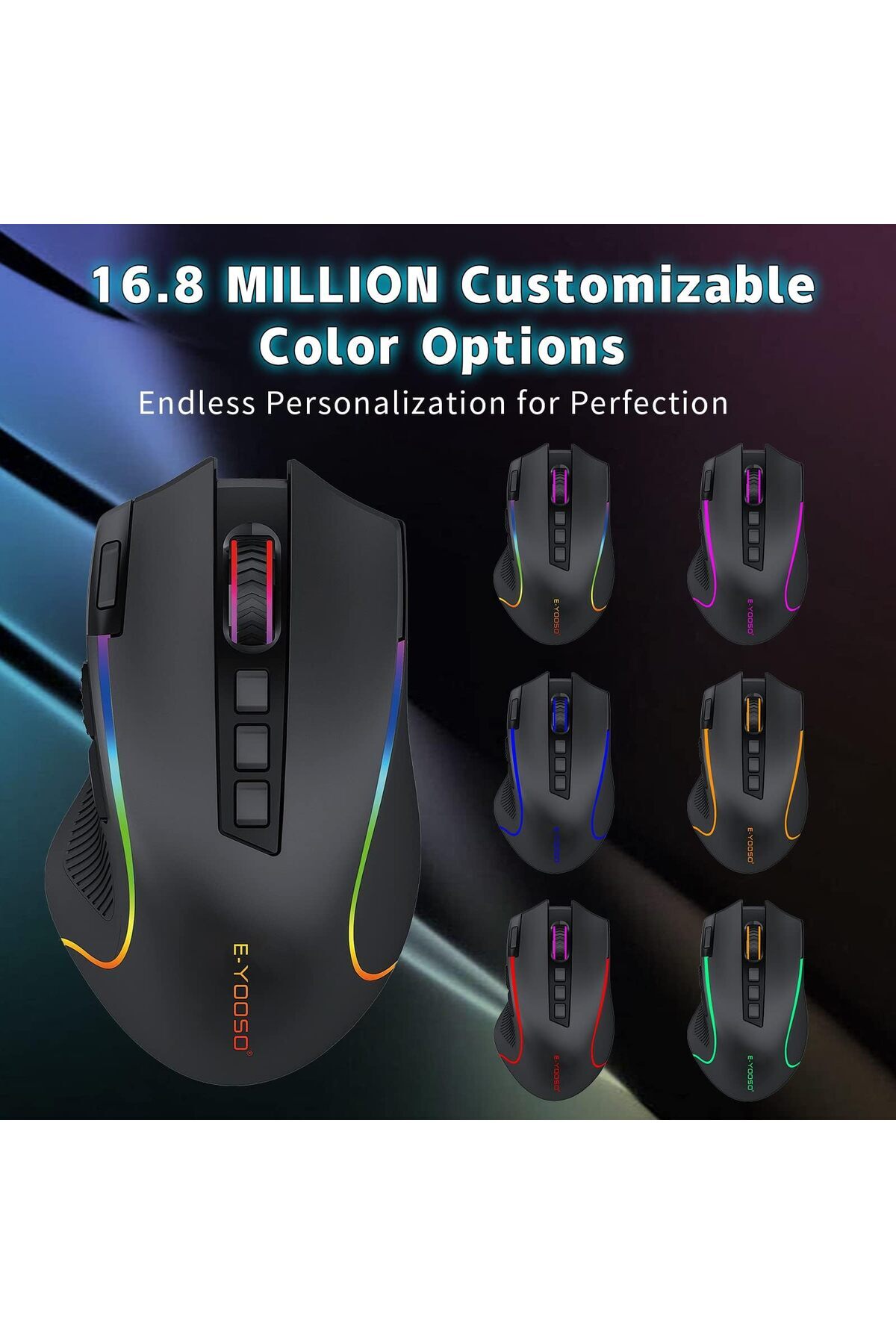 erorex-Wireless Gaming Mouse 8000 Dpi Optical Sensor Rgb Backlit Mmo 9 Programmable Buttons Macro 5