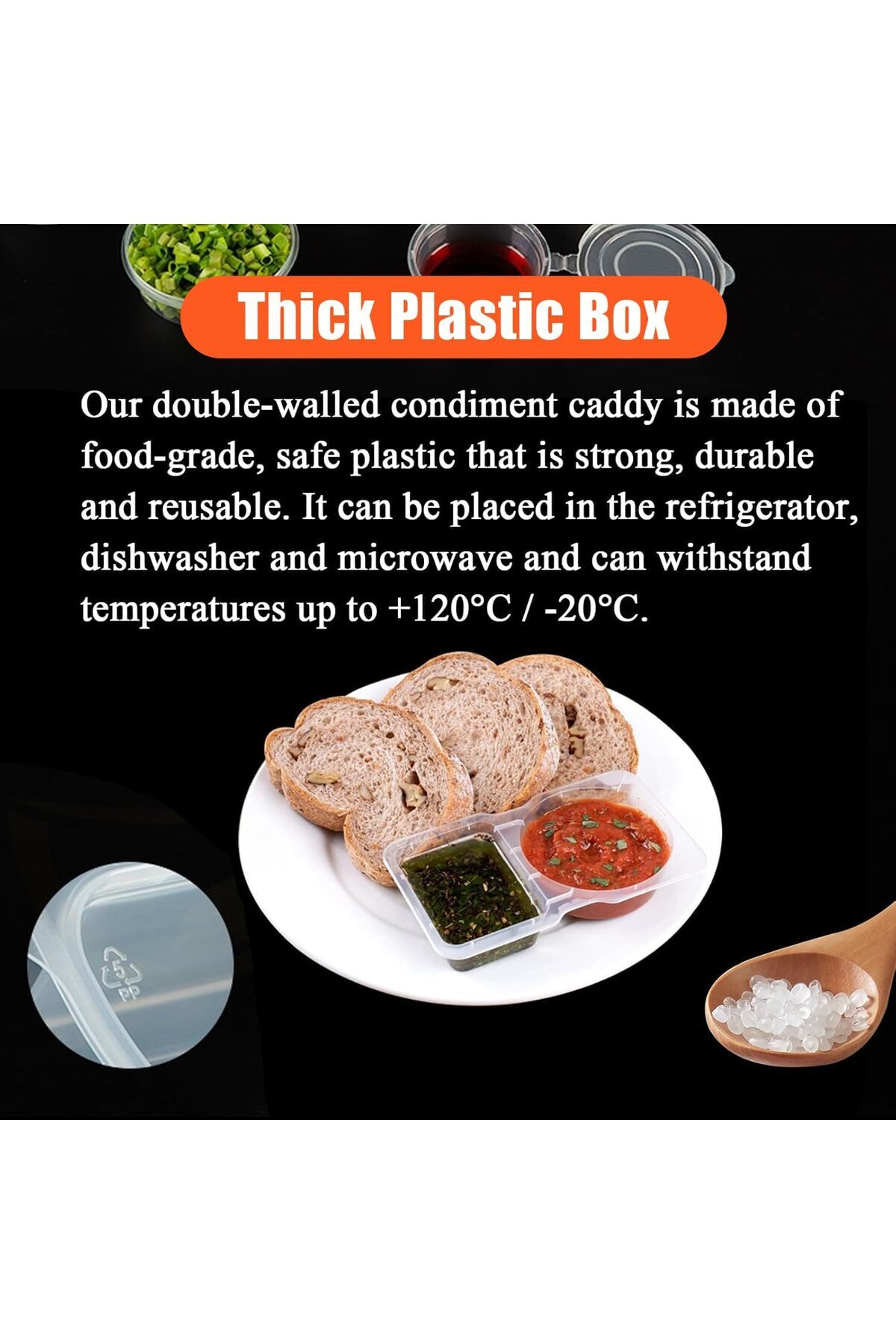 erorex-10Pcs Double Compartment Sauce Container Set, Portable, Reusable With Lids For Condiments & Dips 2