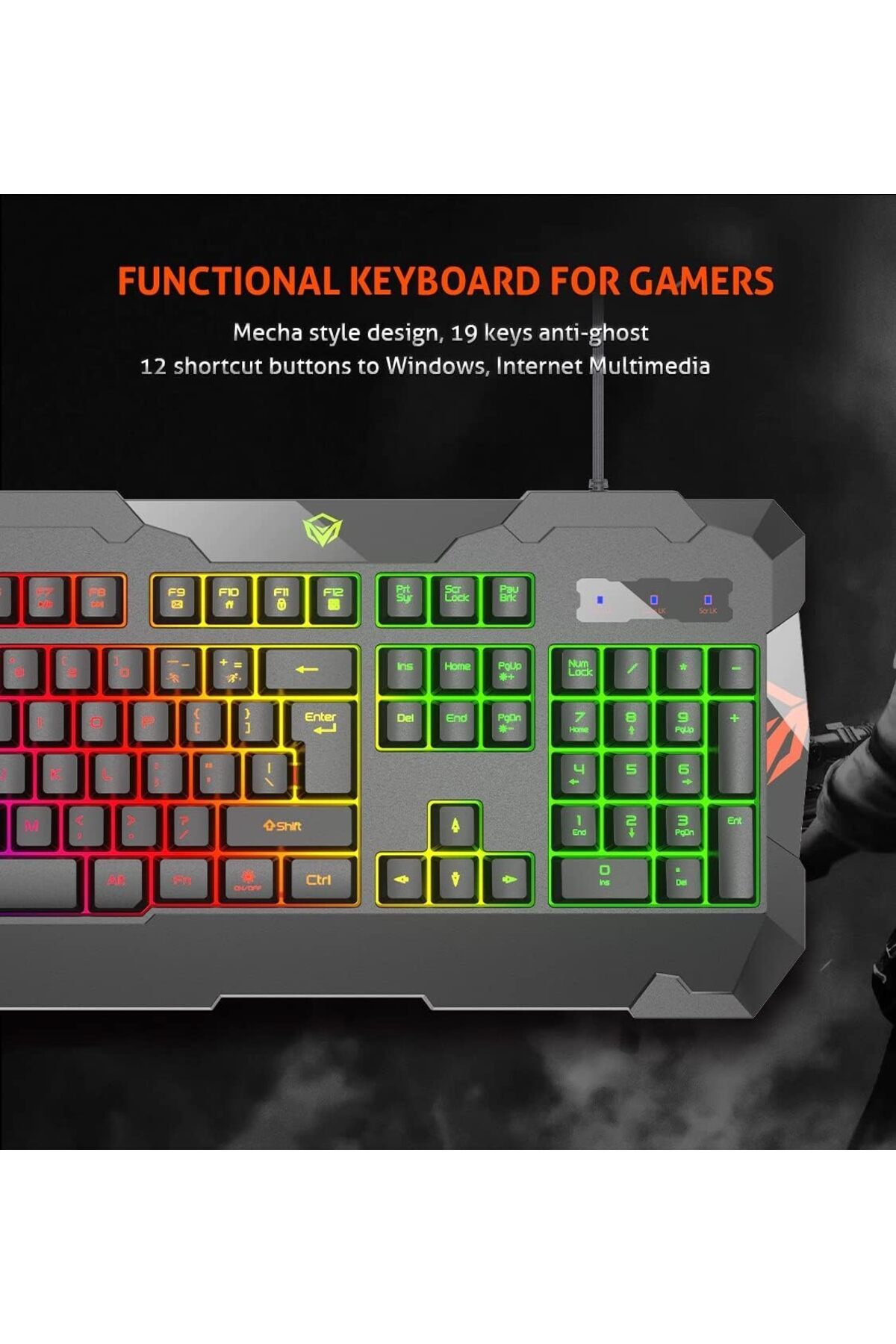 erorex-Mt C505 4 1 Gaming Combo Kit Anti Ghost Rgb Gaming Keyboard 5+1 Buttons 3200Dpi Gaming Mouse 2