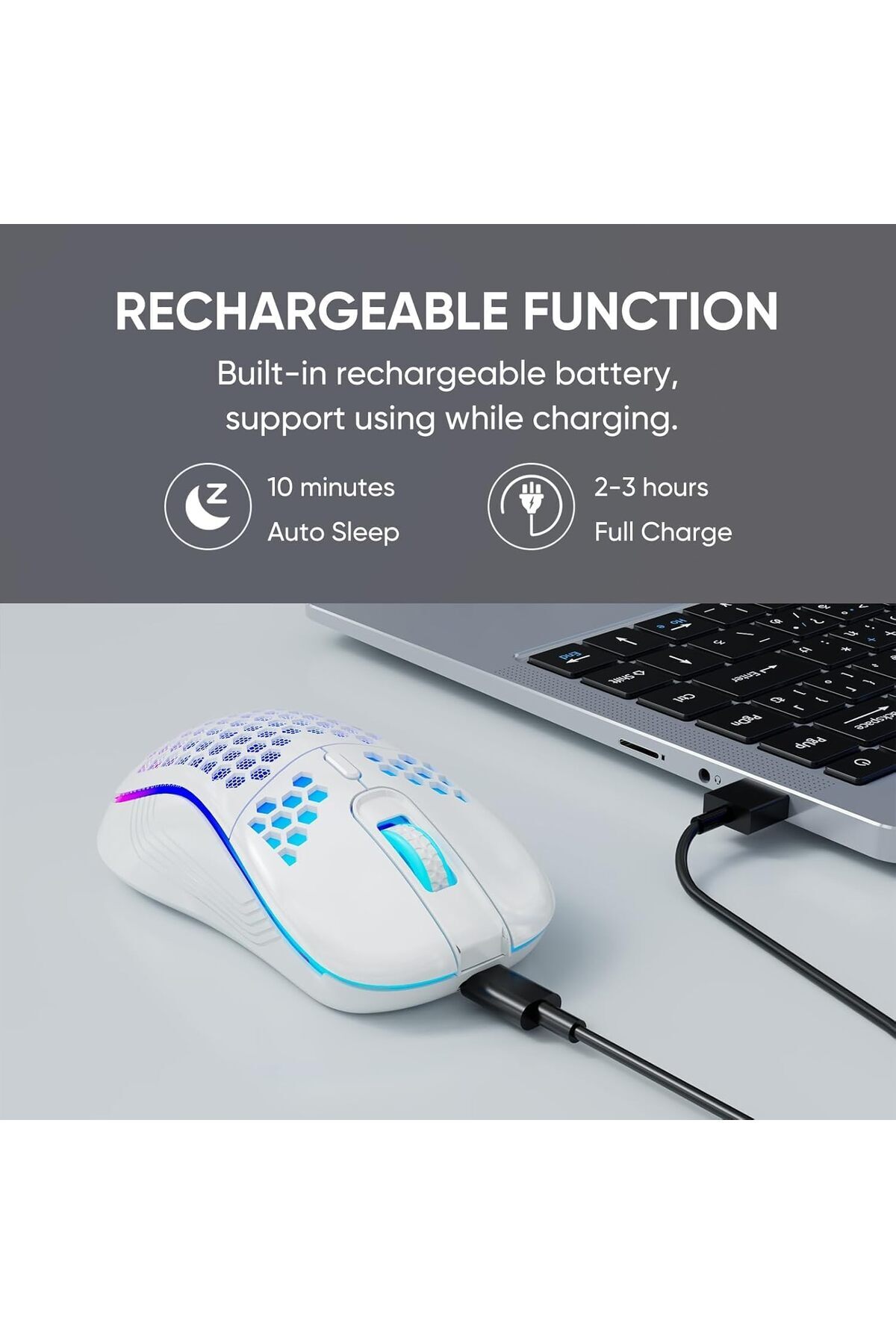 erorex-Wireless Gaming Mouse Rechargeable Pc Mouse ماوس لاسلكي Rgb Backlight 6 Buttons Adjustable 6