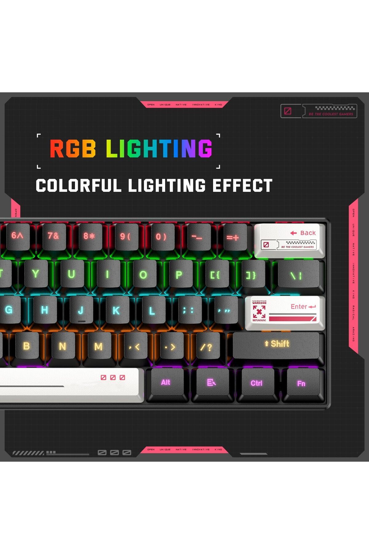 erorex-Rgb Wired Mechanical Gaming Keyboard 61 Keys Led Backlit Keyboard Ip54 Waterproof 1.2M Usb Wired 5