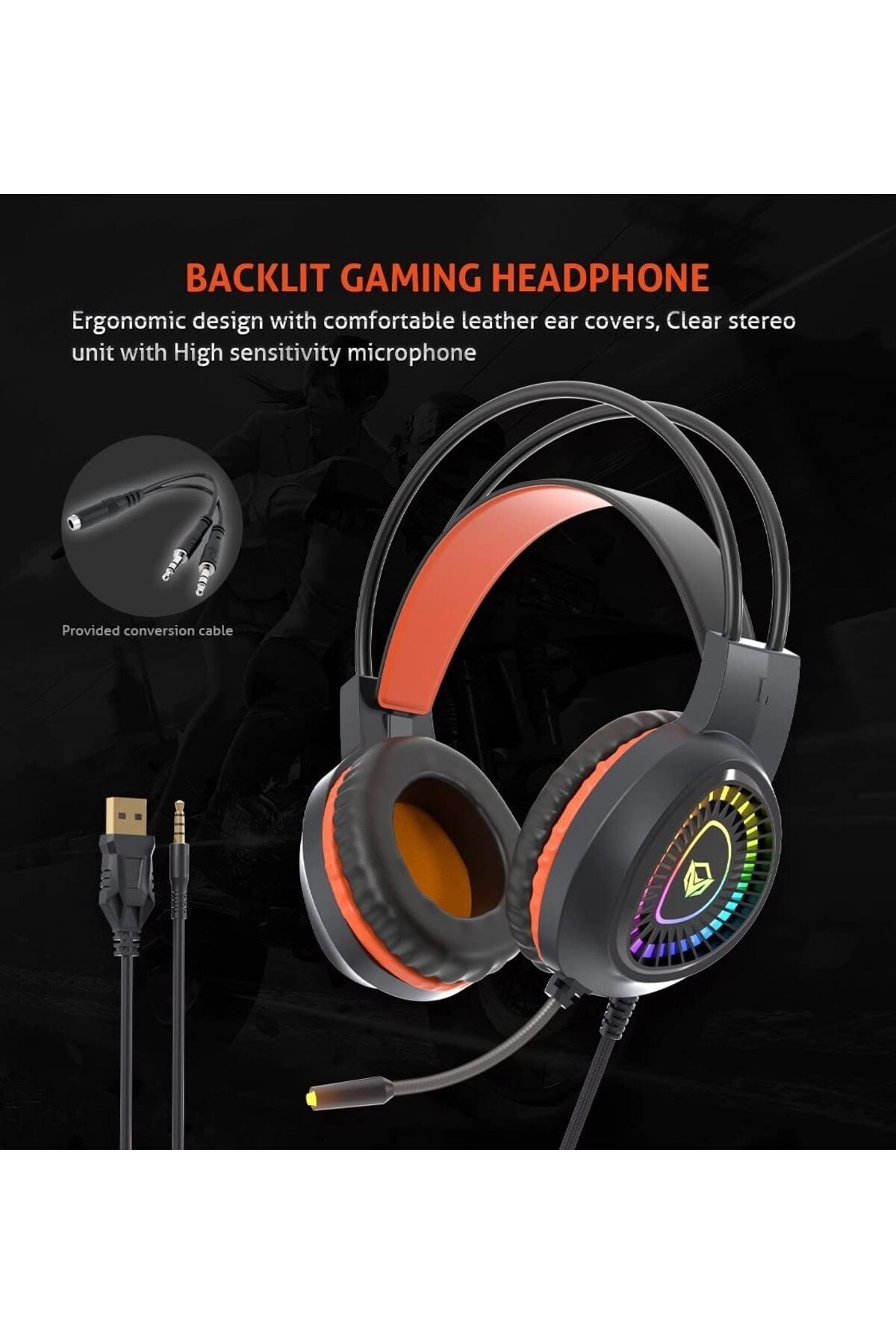 erorex-Mt C505 4 1 Gaming Combo Kit Anti Ghost Rgb Gaming Keyboard 5+1 Buttons 3200Dpi Gaming Mouse 6