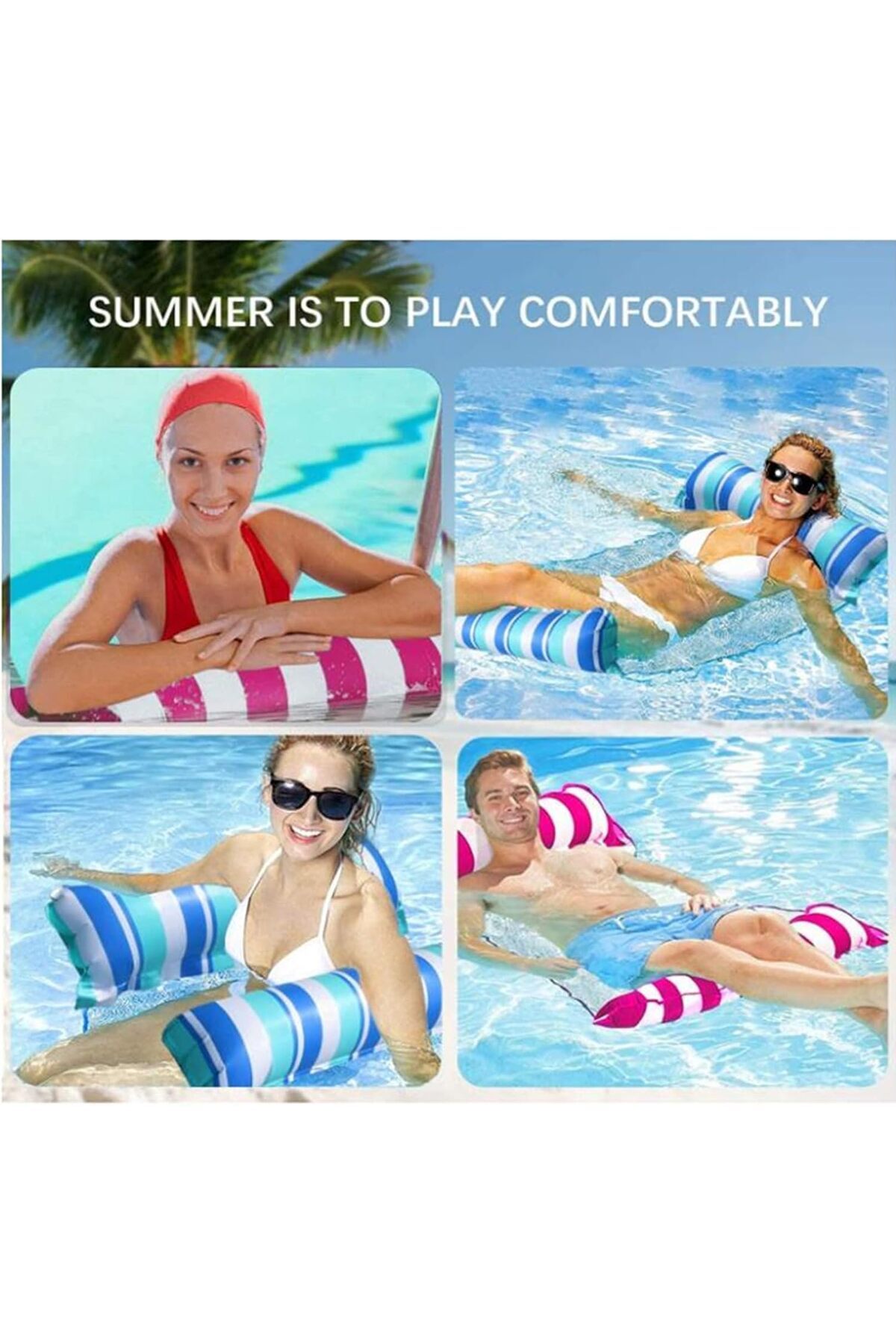 erorex-2 Pack Water Swimming Pool Floats Hammock Inflatable Multi Purpose Water Hammocks Floaties Pool 6