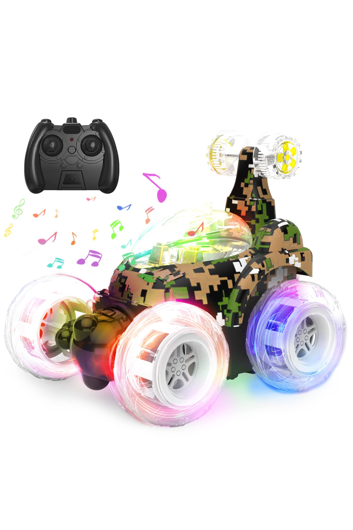 OEM-Lightweight remote-controlled stunt car for children, with 360° rotation and light-up wheels 1