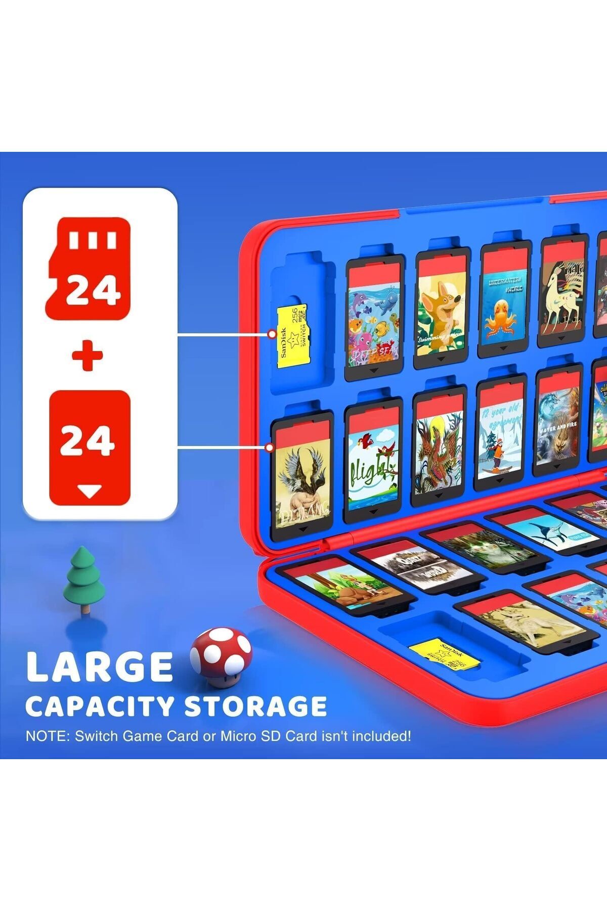 erorex-حامل لعبة Switch وبطاقة لعبة Nintendo Switch/Oled/Lite وحامل لعبة Switch و24 فتحة لعبة و24 فتحة لعبة 2