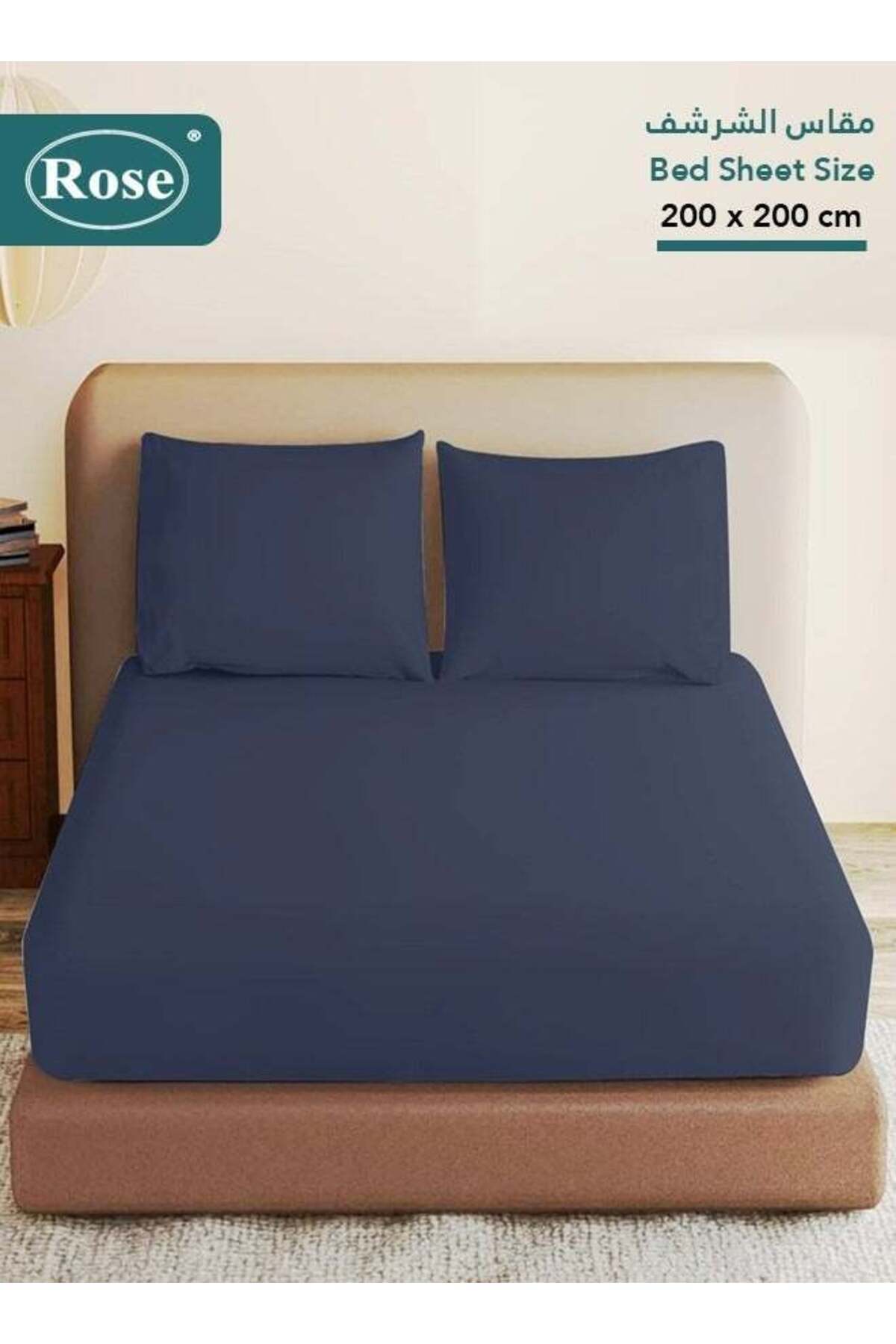 Rose-Luxurious Plain Fitted Sheet with Deep Pockets and Pillow Cases, Bed Sheet 3-Pieces Set, Soft & 1