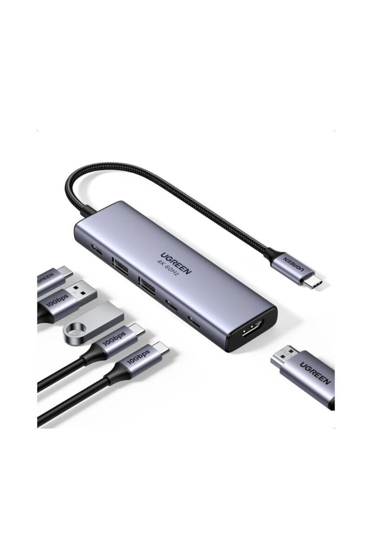 Ugreen-HUB 6 în 1 Tip-C la 2x USB 3.2, 3x Tip-C, HDMI 2