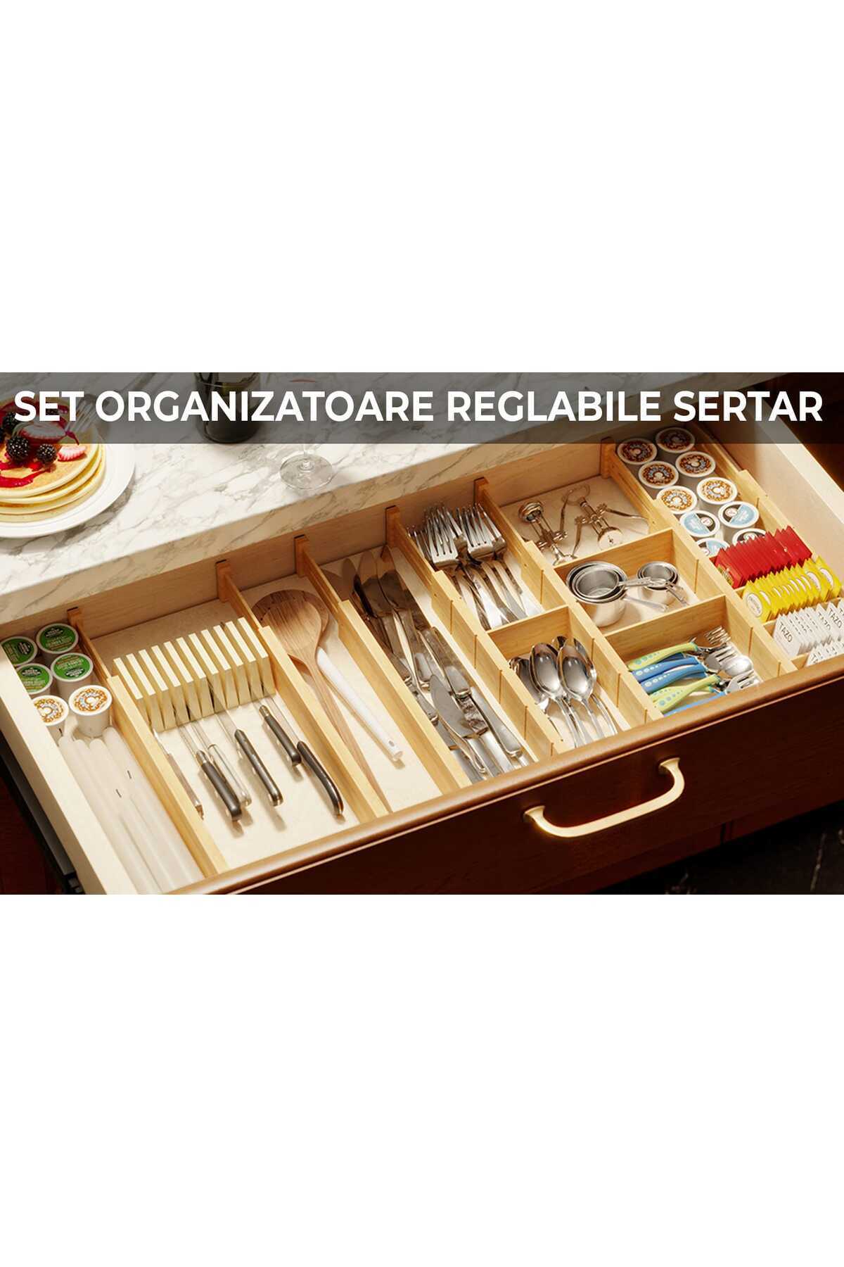 Elindor-Set of 4 Extendable Drawer Dividers, Bamboo, Extendable and Adjustable Length from 43 cm to 56 cm 7