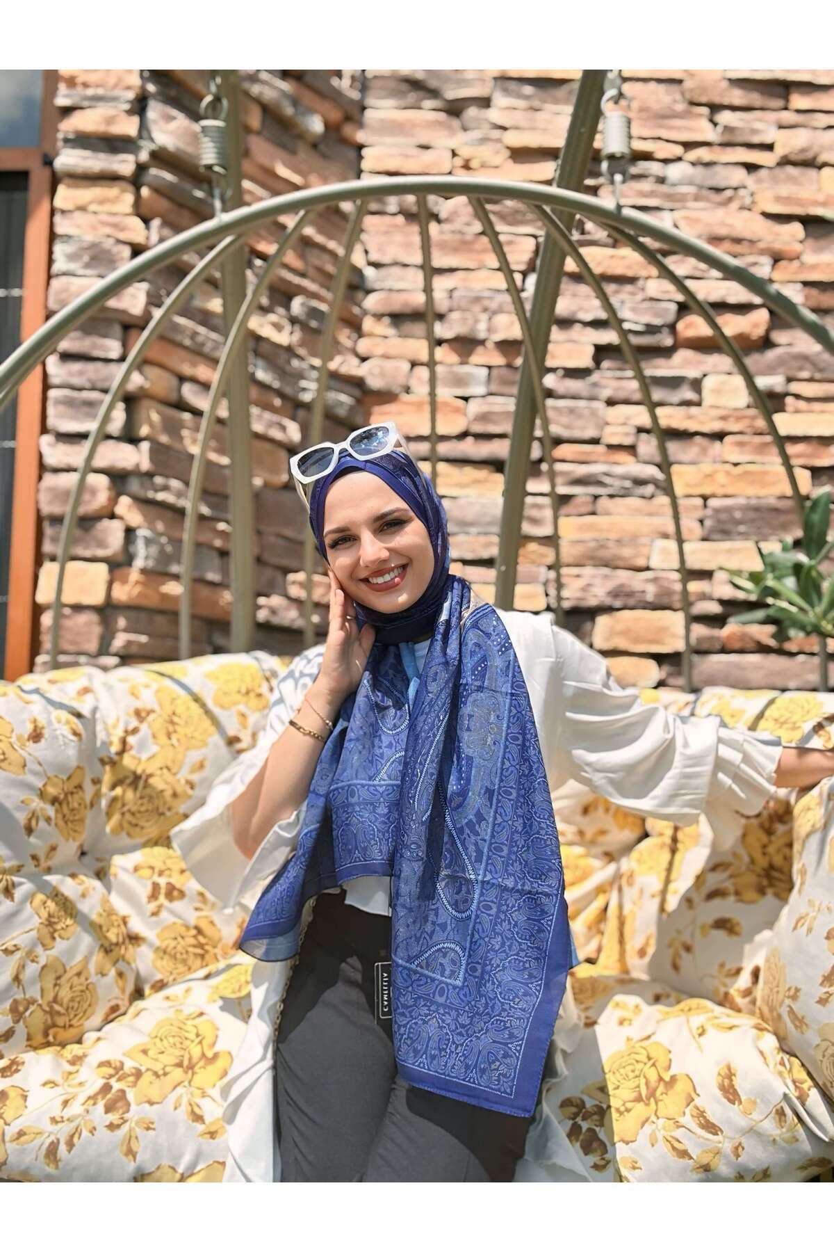 MODA-Vela Pattern Soft Shawl - Morcivert 3