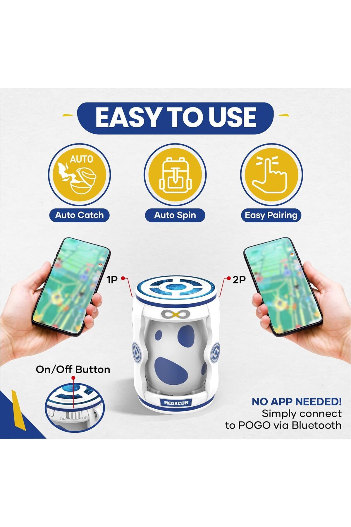MEGACOM-DuoMon Egg for 2P dual Accounts compatible for Pokemon Go Plus - One Touch Reconnection, Aut 3