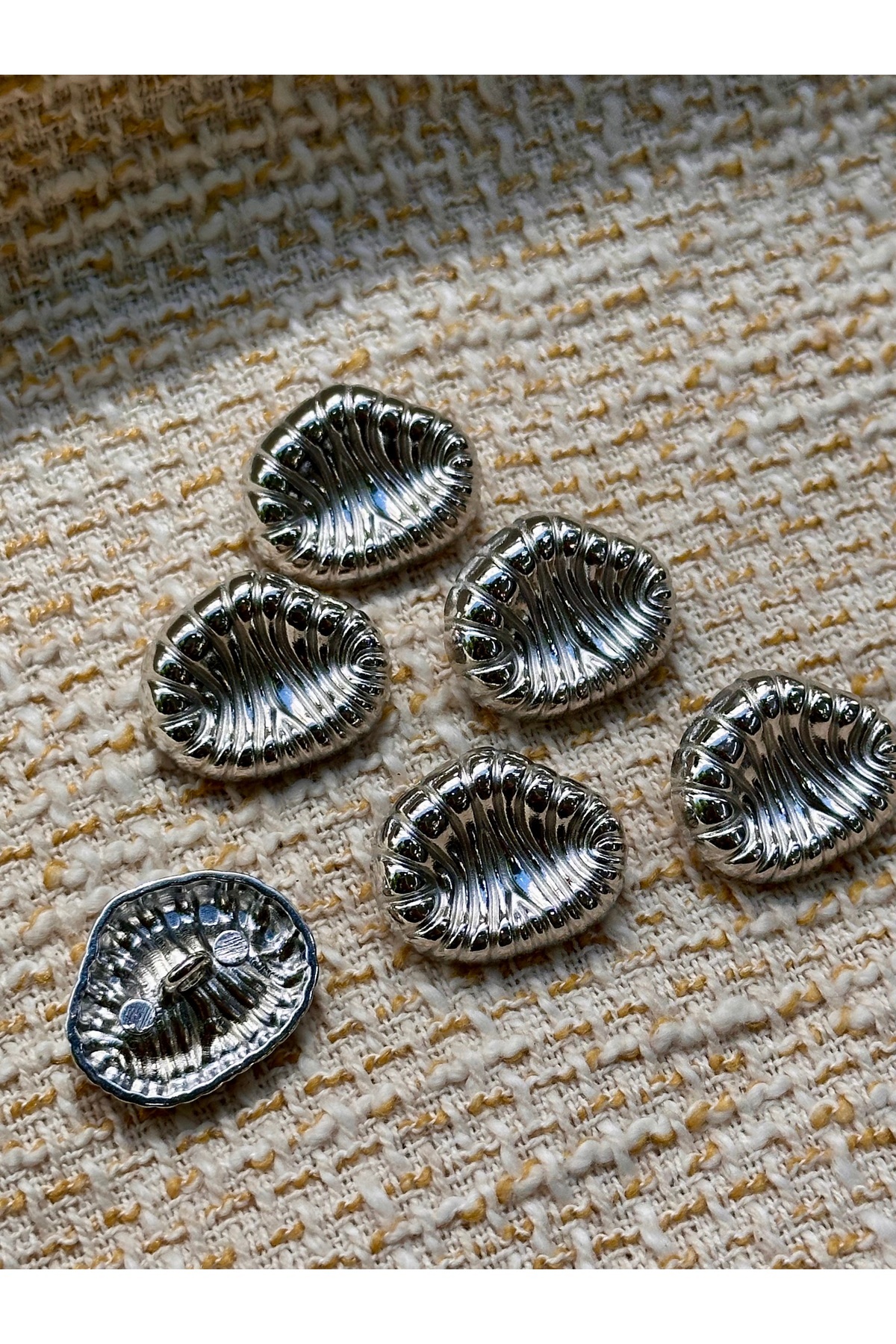 ODDA TASARIM ATÖLYESİ-Silver Color New Season 2.3cm Button Set with Hollowing on the Print Model 3