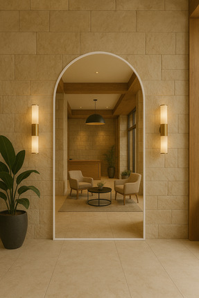 ERCE HOME Beyaz Oval Formlu Ayaklı Boy Aynası (180x100)