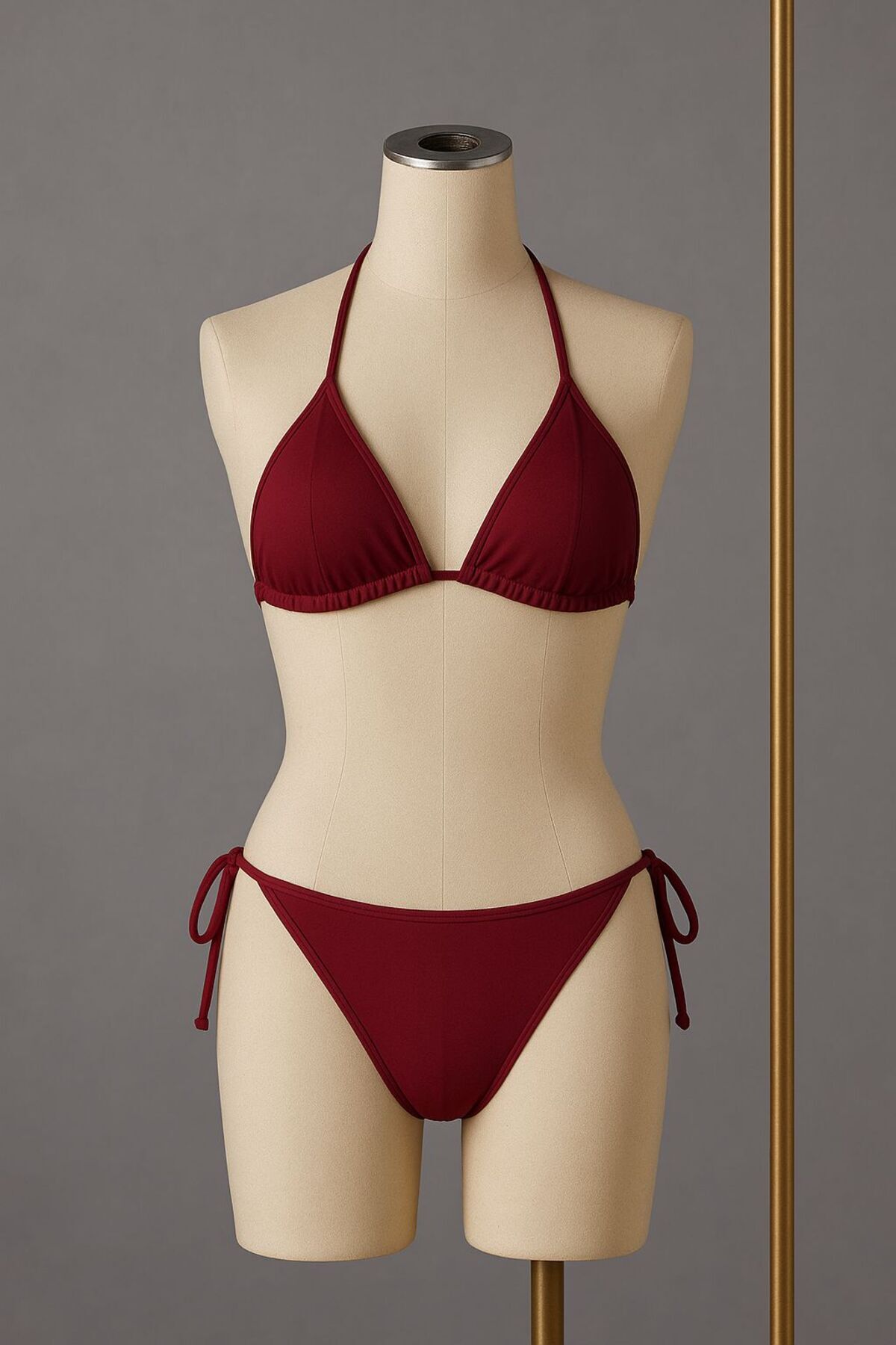 Stail Moda Kadın Leopar Desenli (Pedli)Yandan Bağlamalı Bikini Mayo Set Takımı