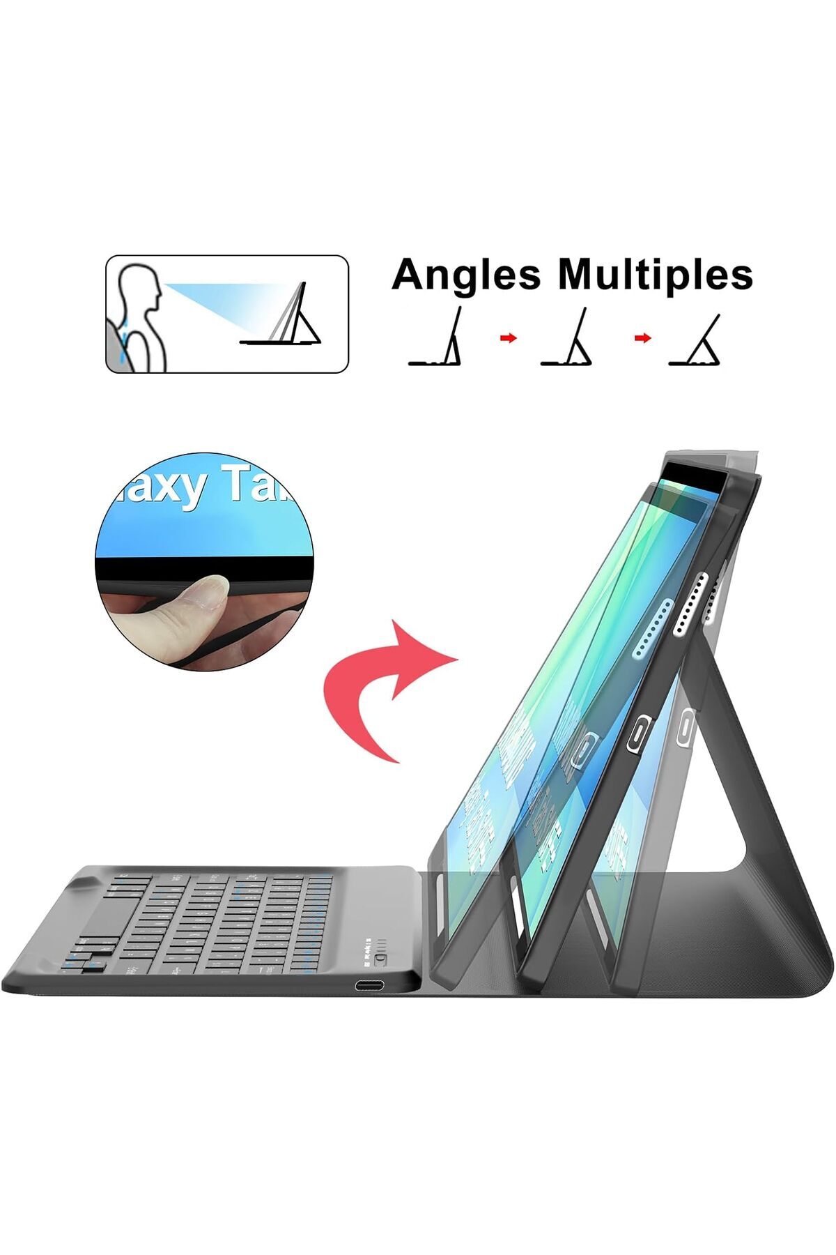 m.tk moveteck-Samsung Galaxy Tab S10 Fe+ 13.1 Inch Tablet Compatible Case with Keyboard, Wireless Bluetooth Pen Holder 6