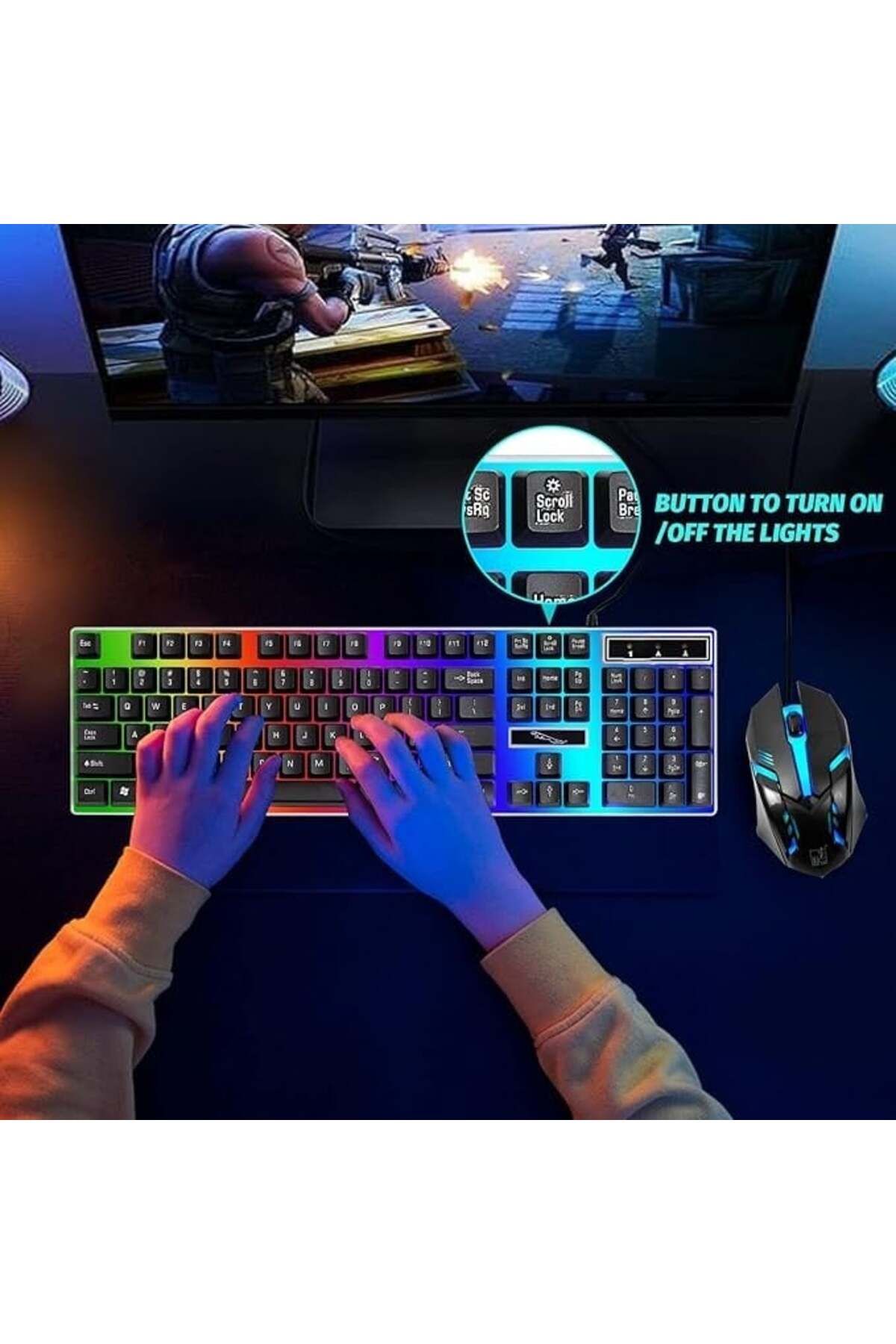 Denx-- Wired Keyboard and Mouse with LED Backlight for Gaming 2
