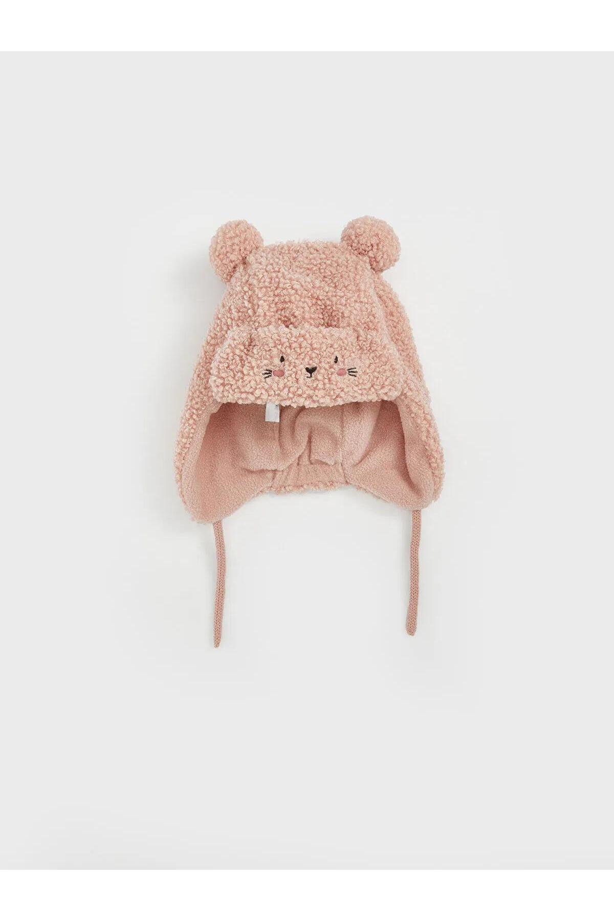 Pompom Detailed Baby Girl Snow Hat (W5)