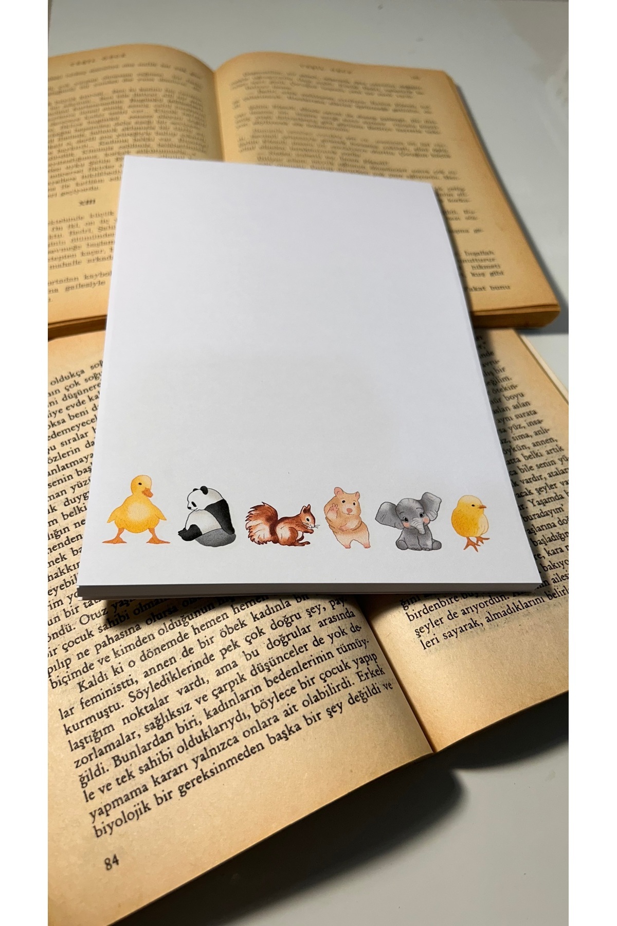 Handeto Kraft-Cute Animals Notepad Check Pull Notebook, Glue Notepad, A5 Notebook, Unlined Notebook Notepad 3