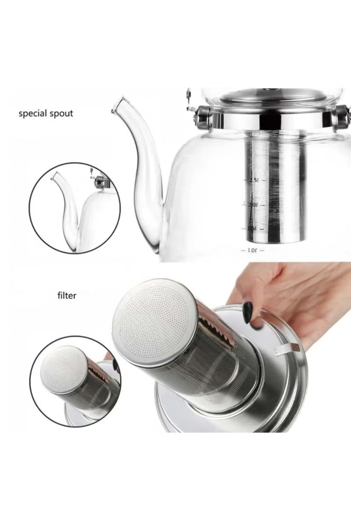 🫖 إبريق شاي زجاجي فاخر DAC-56103 – سعة 1400 مل مقاوم للحرارة