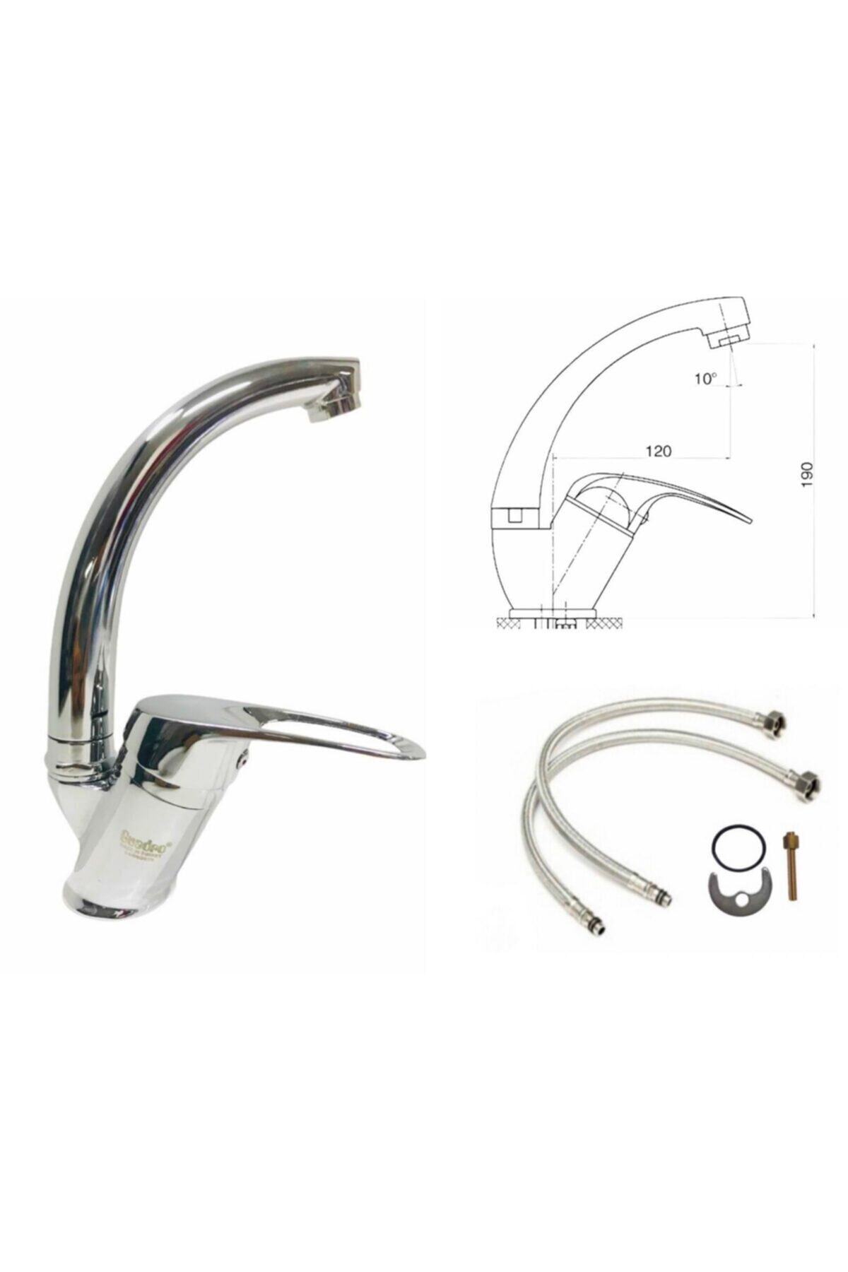 Ufak Tefek Şeyler Krom Gold Lüx Mix Kuğu Banyo Lavabo Mutfak Eviye Musluğu Bataryası Sıcak Soğuk Çift Su Girişli