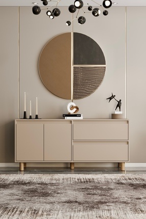 moldesan Mila Bej MDF 140 cm raflı konsol