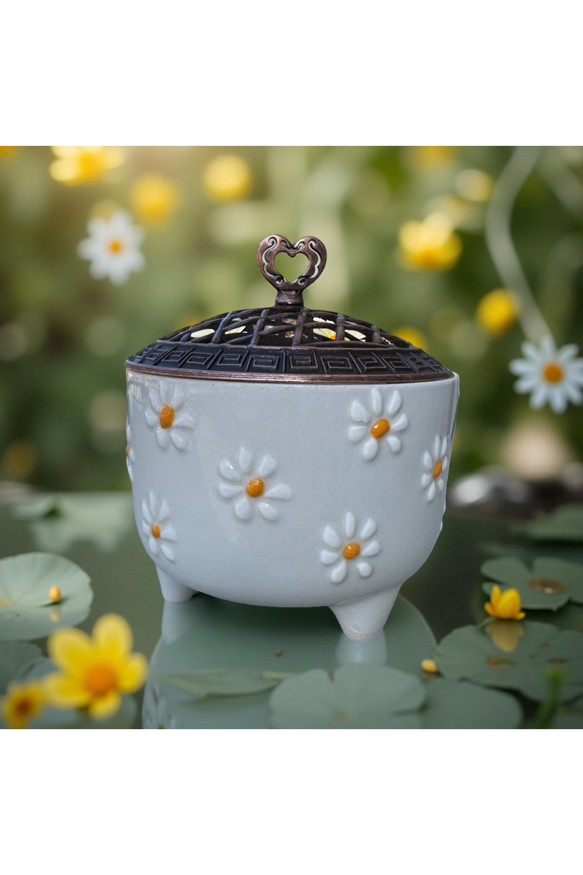 Çiporcal Çayır papatyası antik şekerlik el dekoru