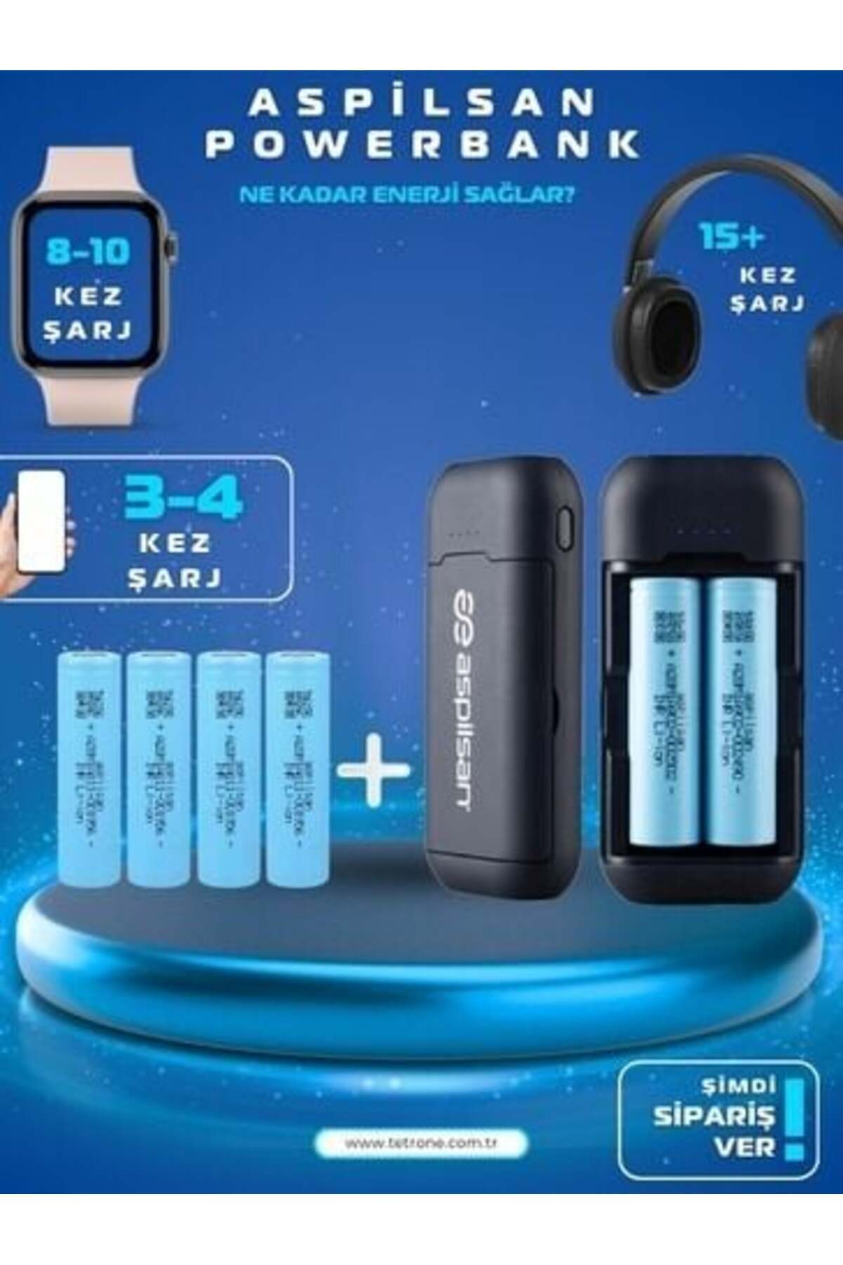 ASPİLSAN Powerbank + 4 Adet A28 Pil