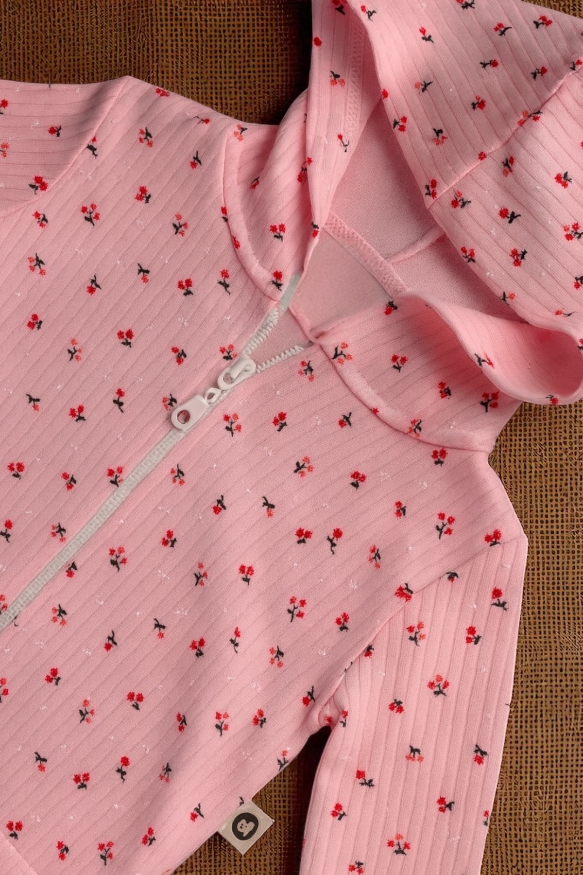 eradkids Sevimli Çiçek Desenli Kapüşonlu Pamuklu Kız Bebek Hırka / Kız Çocuk Pembe Hırka fotoğrafı 3 (önizleme)