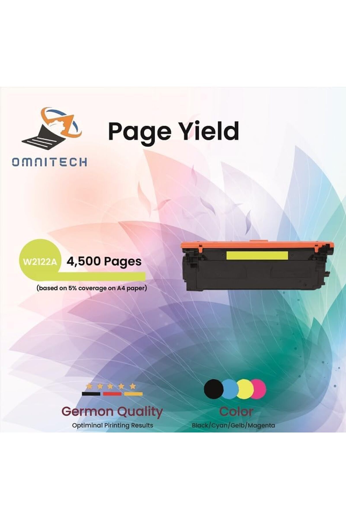Omnitech-Omni Tech 212A Yellow High Yield Toner Cartridge - Compatible with HP Color LaserJet Enterprise Flow 8