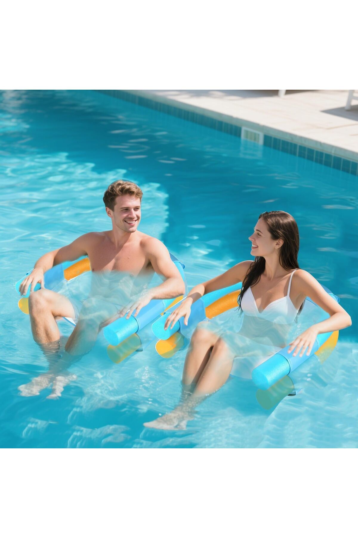 erorex-Set 3 Oversized Pool Noodle Chairs Comfortable Floating Pool Chairs Adults Kids Mesh Sling Pool 3