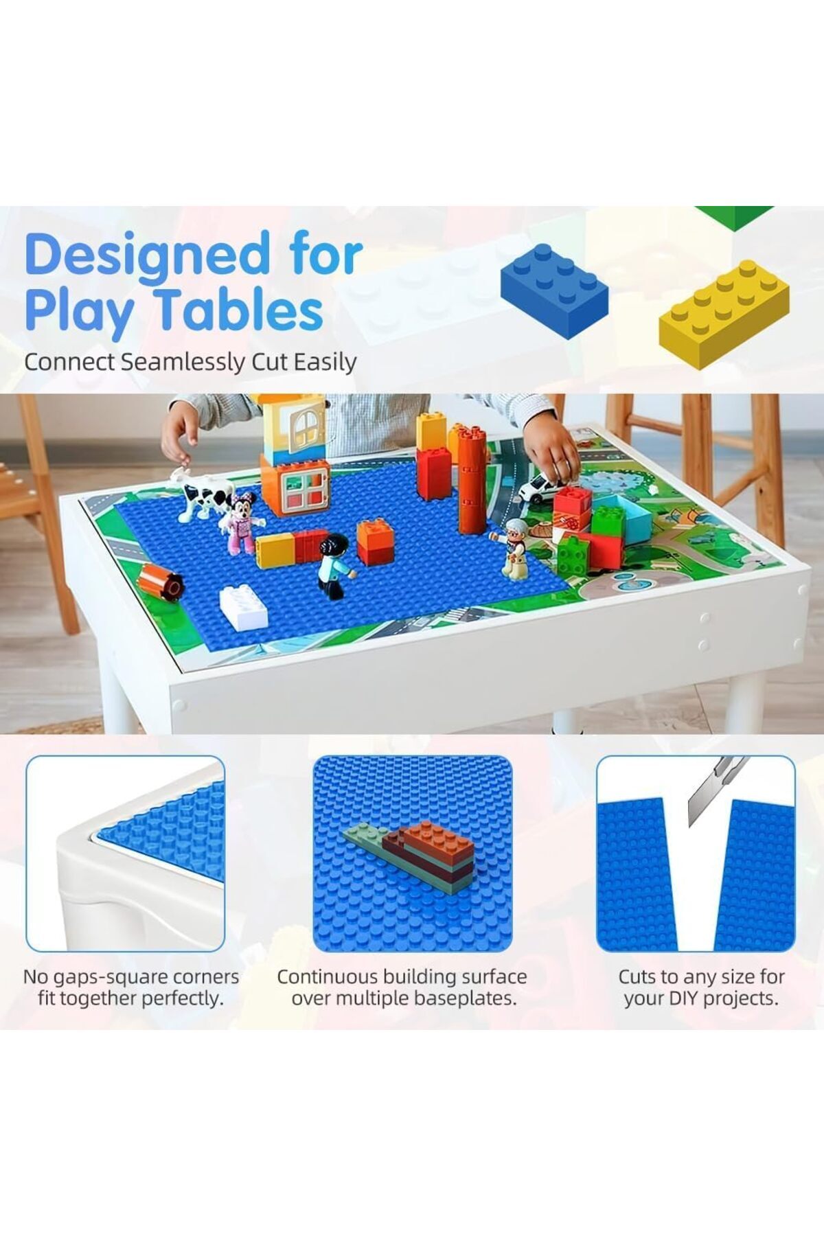 erorex-Classic Baseplates 4 Pack Square 32X32 Stud Building Base 10"×10" Large Building Board Base Plates 3