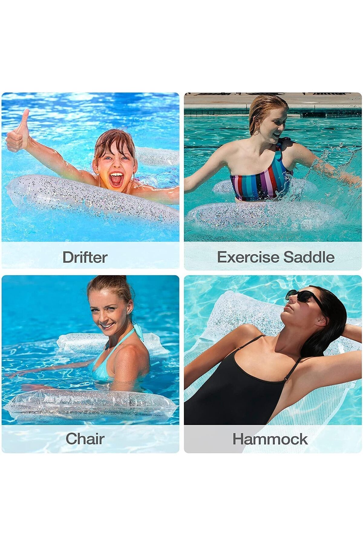 erorex-4 1 2 Pack Inflatable Swimming Pool Float Row Inflatable Pool Lounge Floats Multi Purpose Water 2