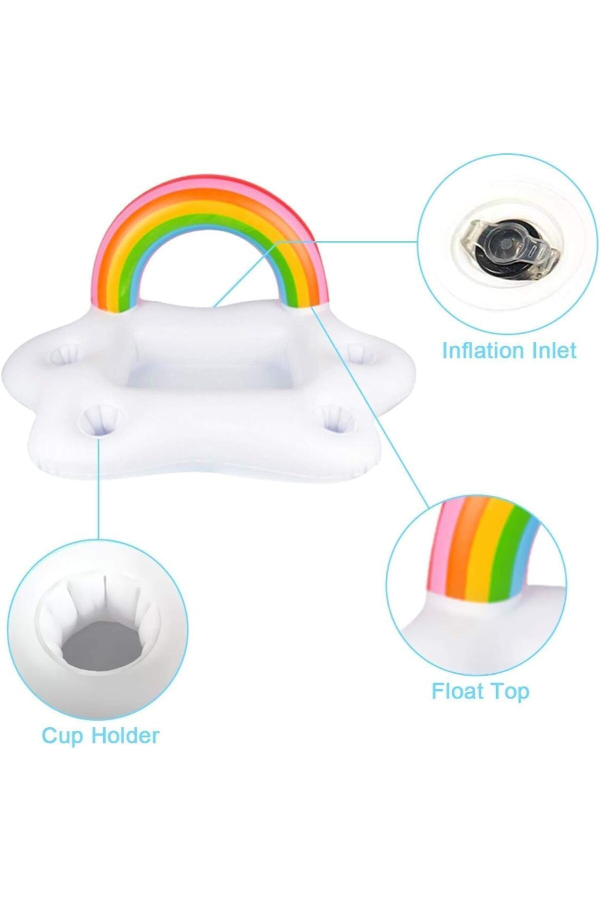 erorex-Inflatable Drink Holder Inflatable Swimming Pool Float Floating Drink Holder Pool Serving Bar 4 Cup 3