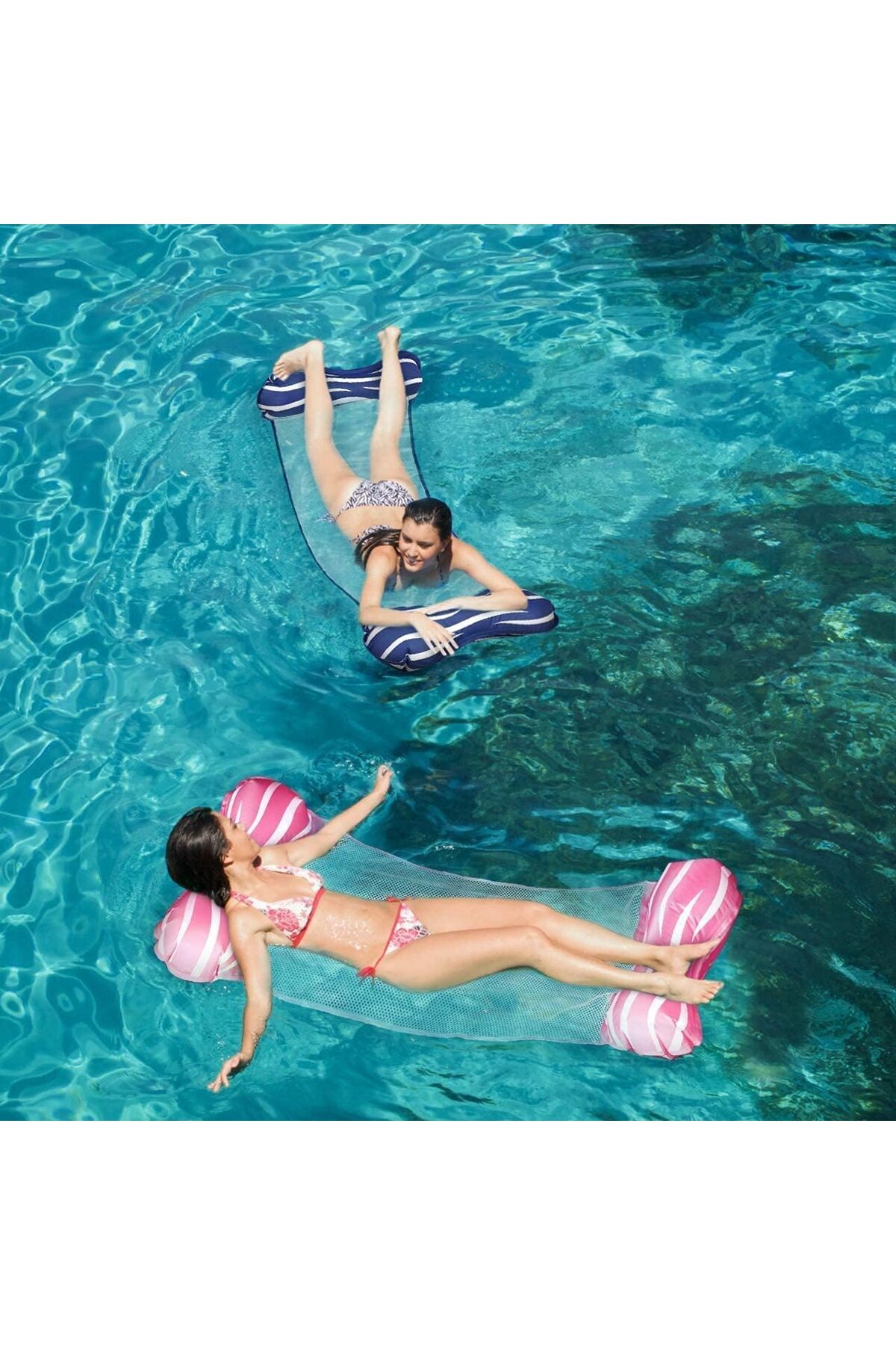 erorex-1 Pack Inflatable Hammock Float Swimming Pool Floaties Multi Purpose 4 1 Pool Floating Lounger 5