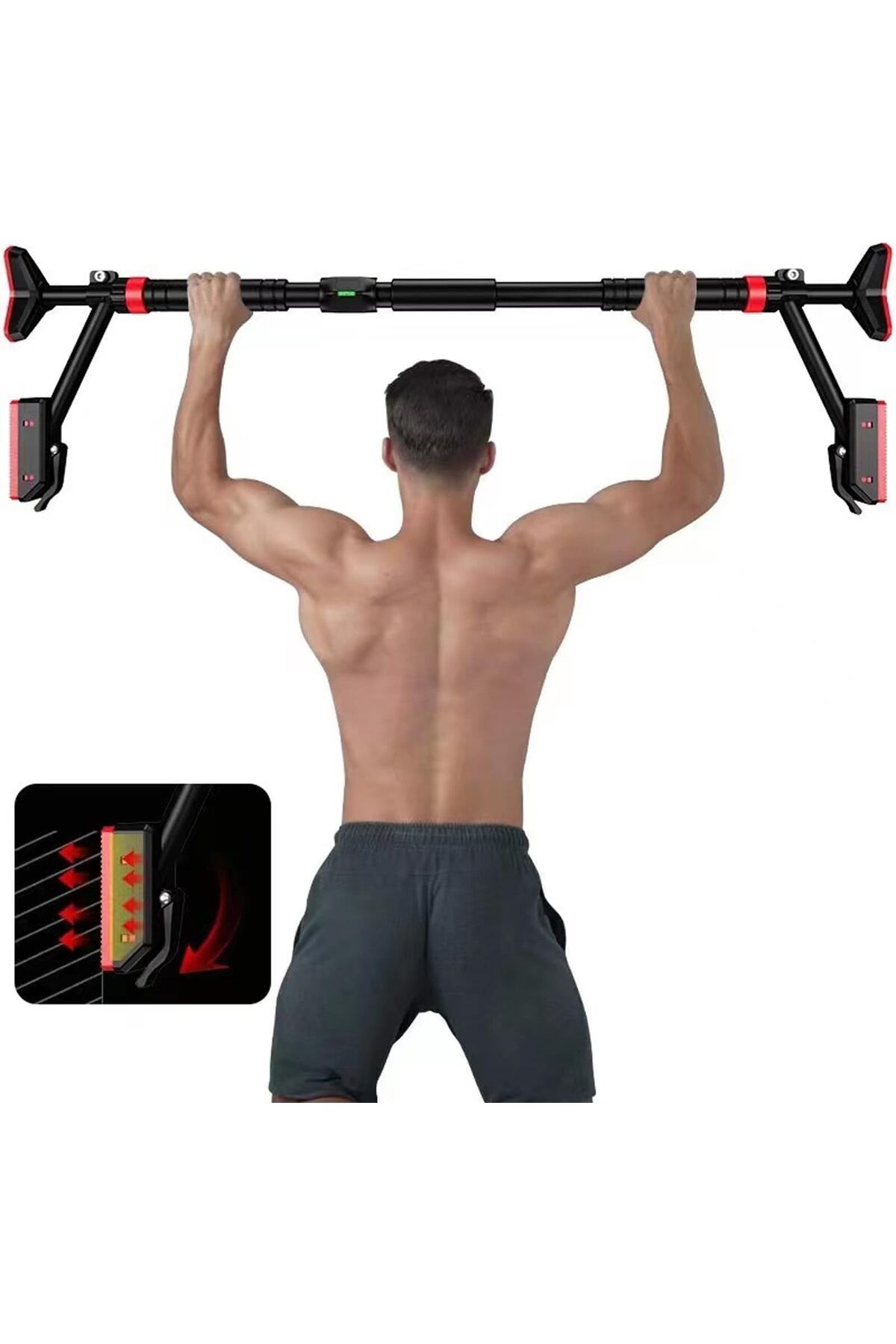 erorex-Pull Up Bar Doorway Strength Training Chin up Bar without Screws Adjustable Width Locking Mechanism 7