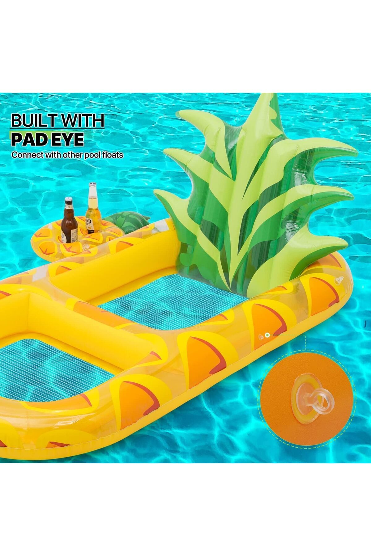 erorex-Inflatable Pool Float Giant Inflatable Pineapple Pool Float Cup Holder Large Water Inflatable Raft 3