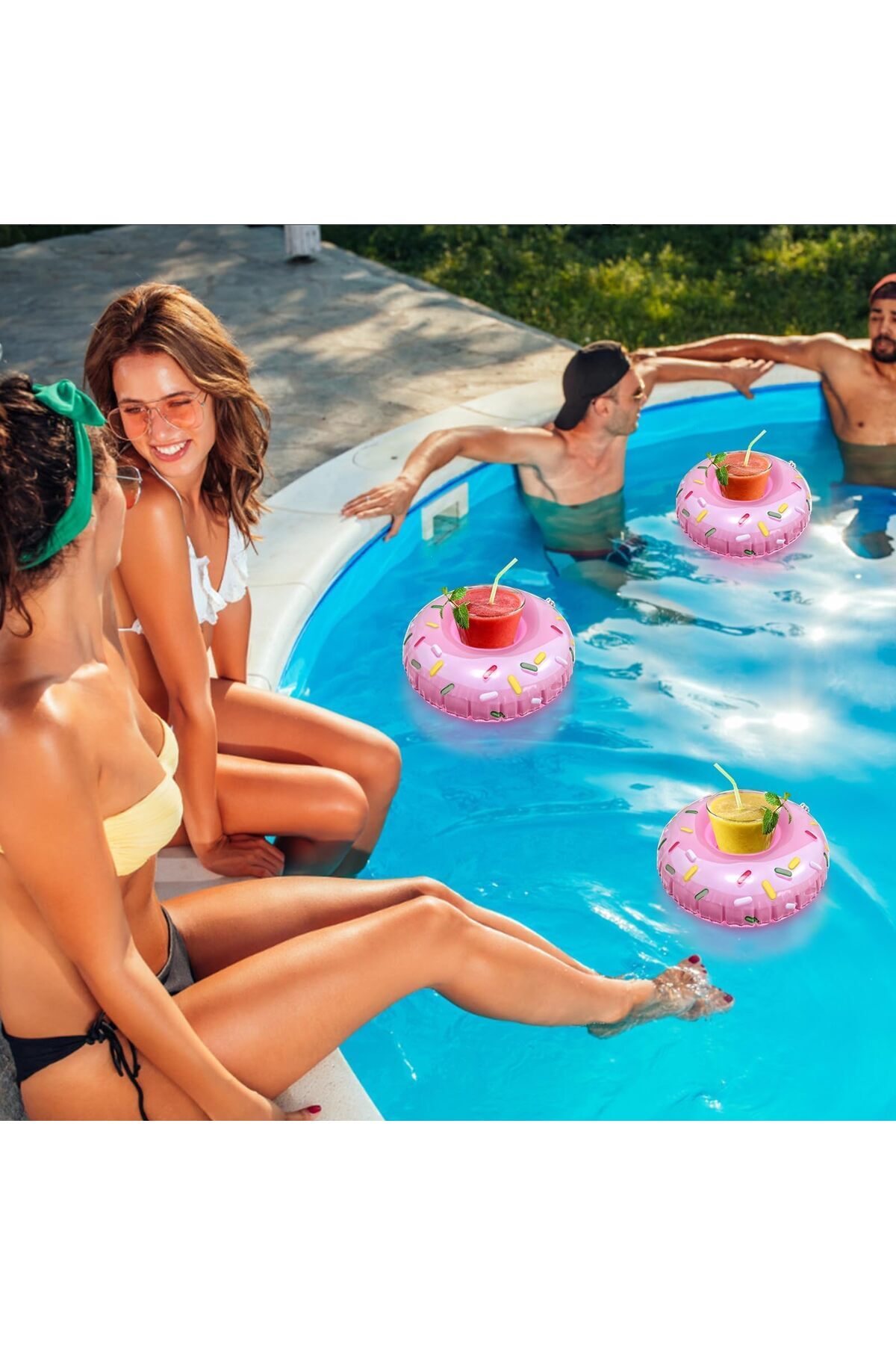 erorex-Inflatable Drink Floats 12Pcs Reusable Lightweight Inflatable Drink Float Cup Coasters Pool Party 4