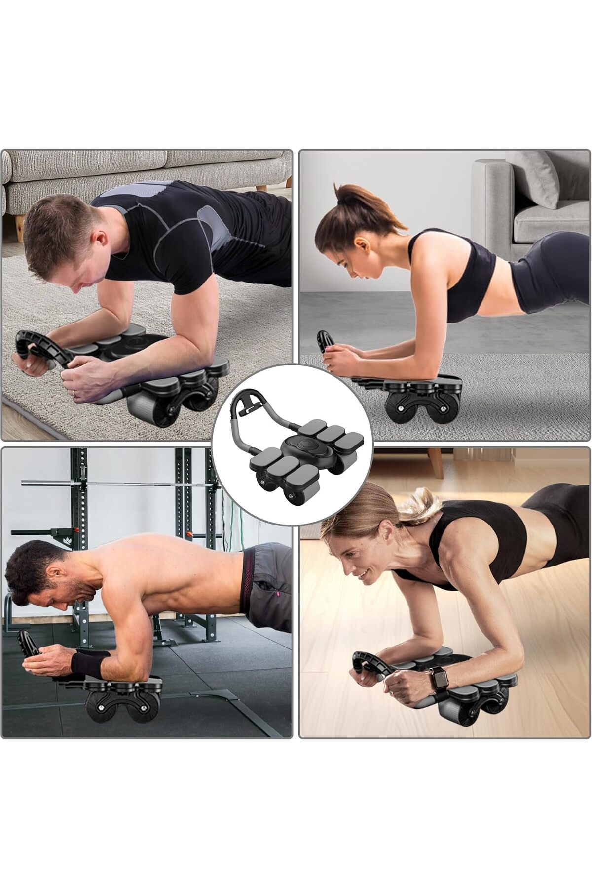 عجلة تمارين البطن مع ارتداد تلقائي ودعم للكوع معدات لياقة منزلية لحرق الدهون وشد الجسم,عجلة ارضية