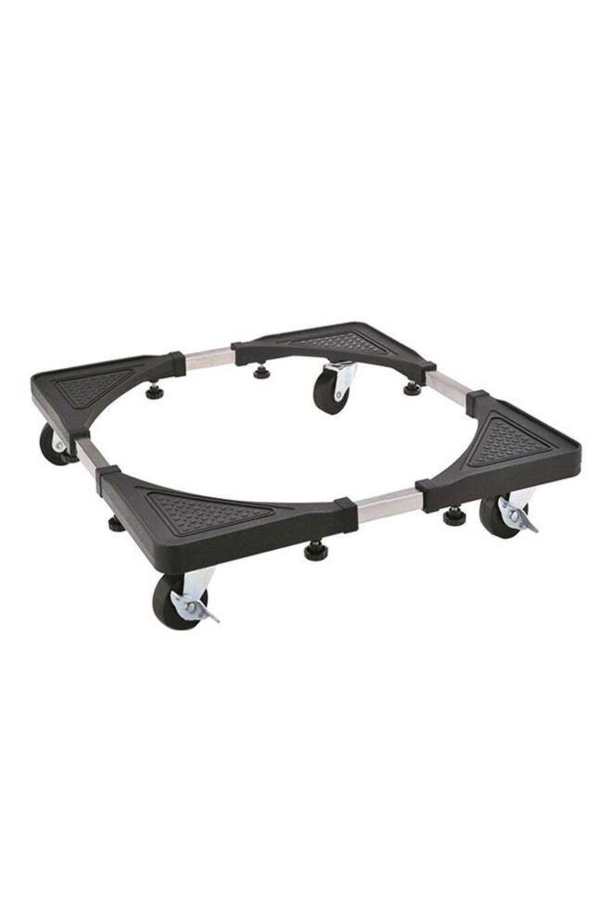 حامل متحرك للغسالة والثلاجة، أسود/فضي