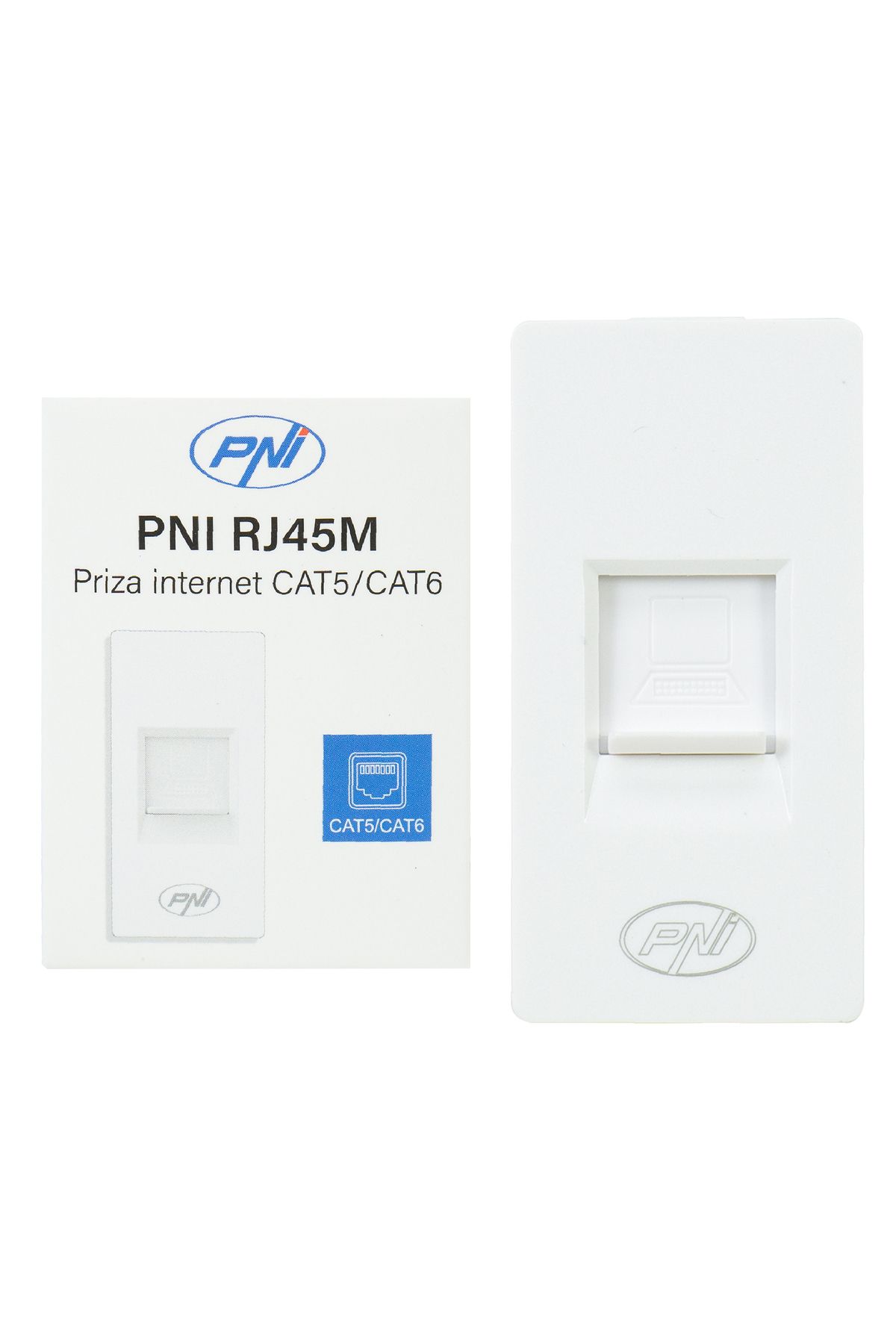 PNI-Modular internet socket RJ45M, CAT5, CAT6, recessed mounting, white 1