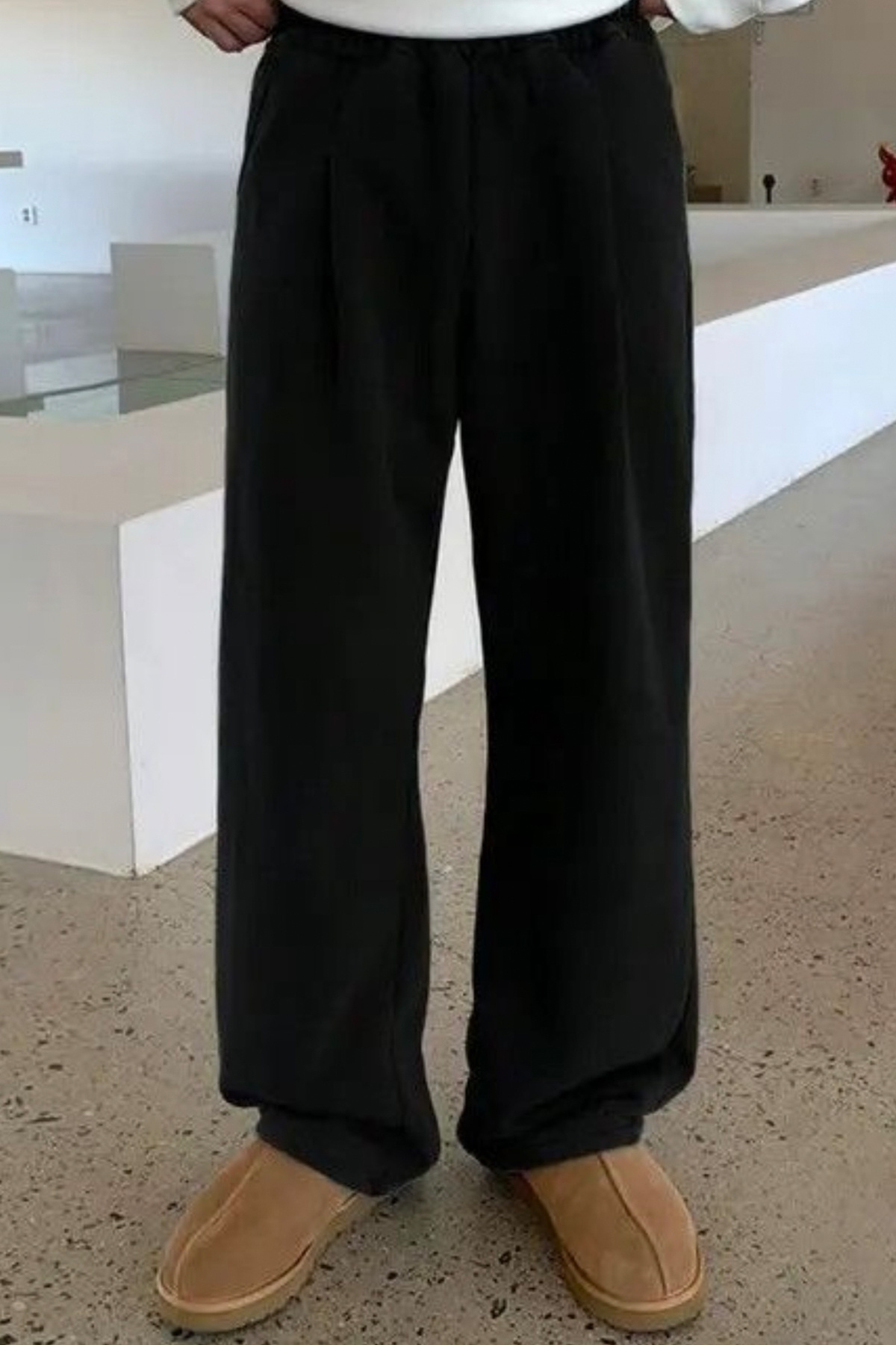 North London Erkek Pileli Bol Paça Oversize Gri Eşofman Altı