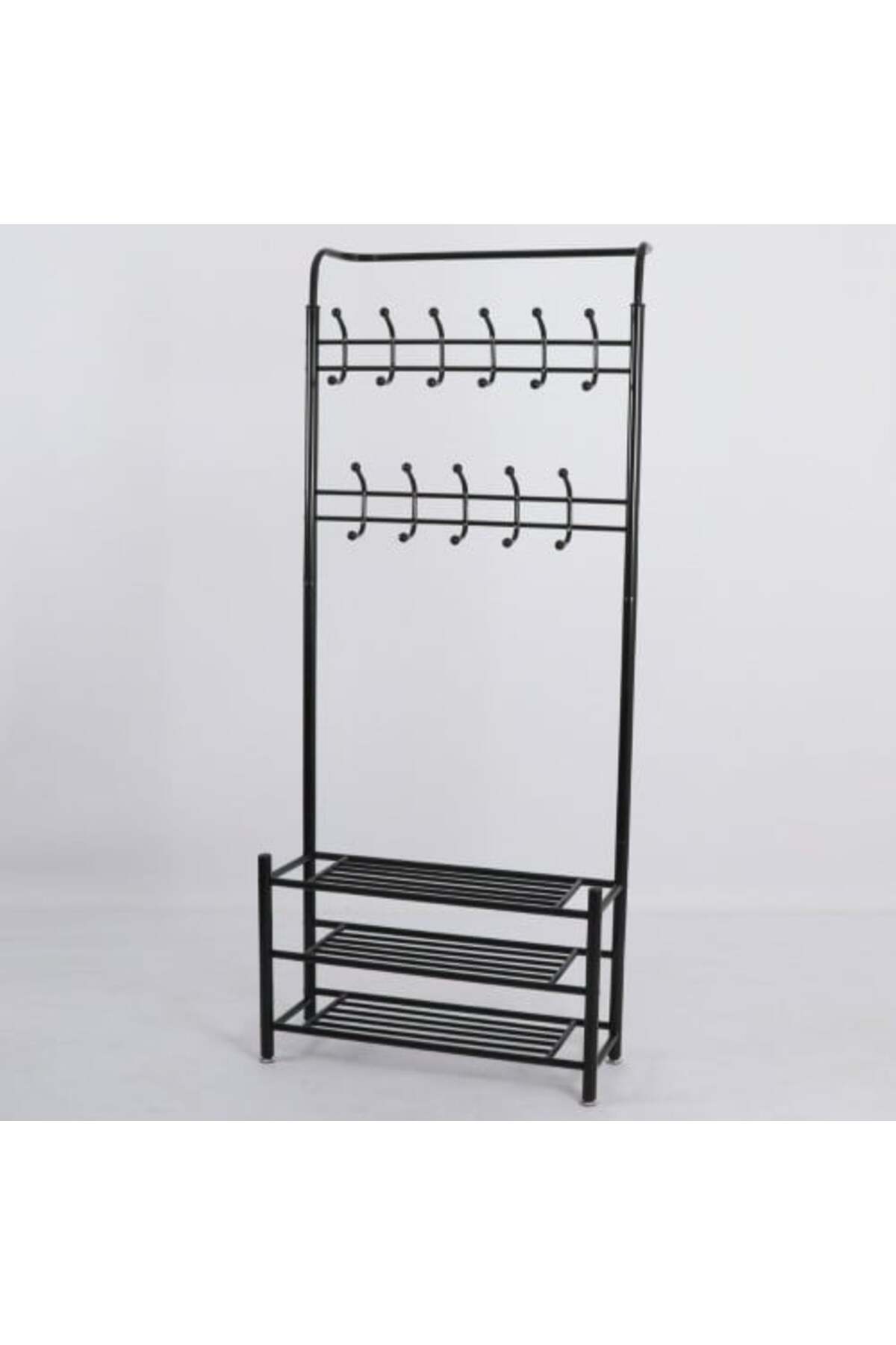 رف ملابس مع رفوف للأحذية بحجمين
