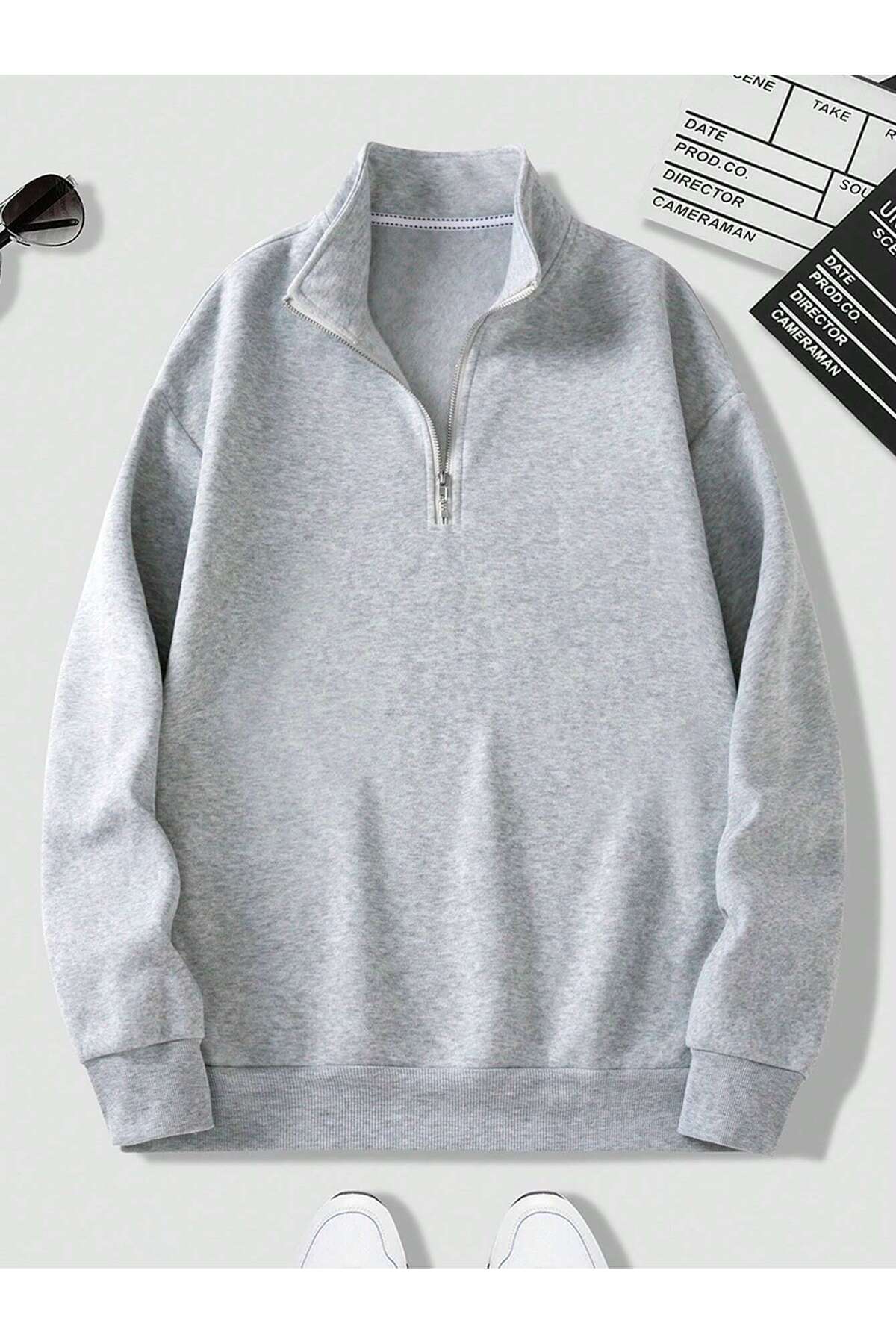 3LÜ ERKEK Yarım Fermuar Dik Yaka Sweatshirt — رنگارنگ EYAX-DKYKA-003 — تصویر 6 از 8