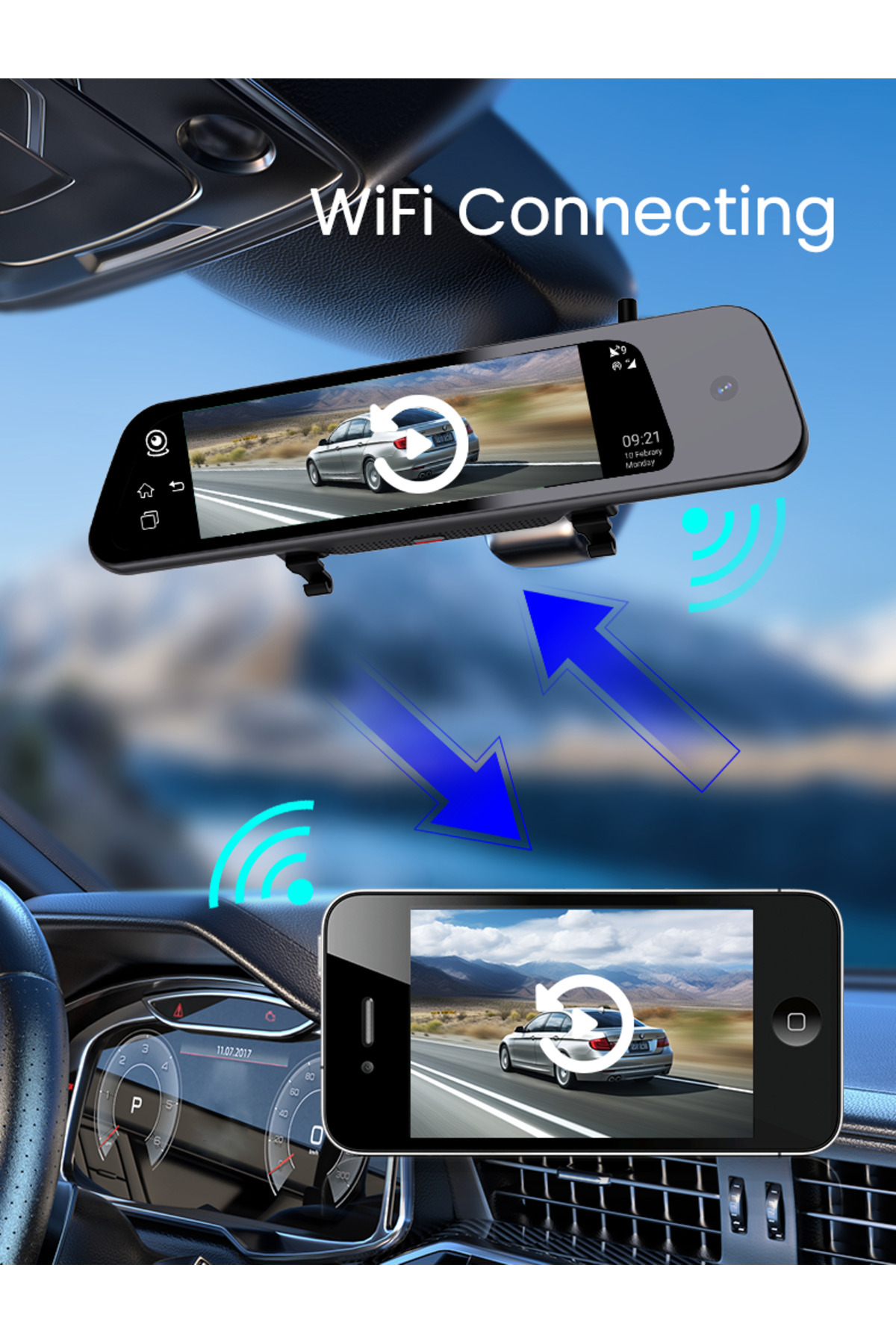 fun zone-P9000 9.66"Touch Screen 4G 3-CHDash Camera with Relay With Step-down Line 5